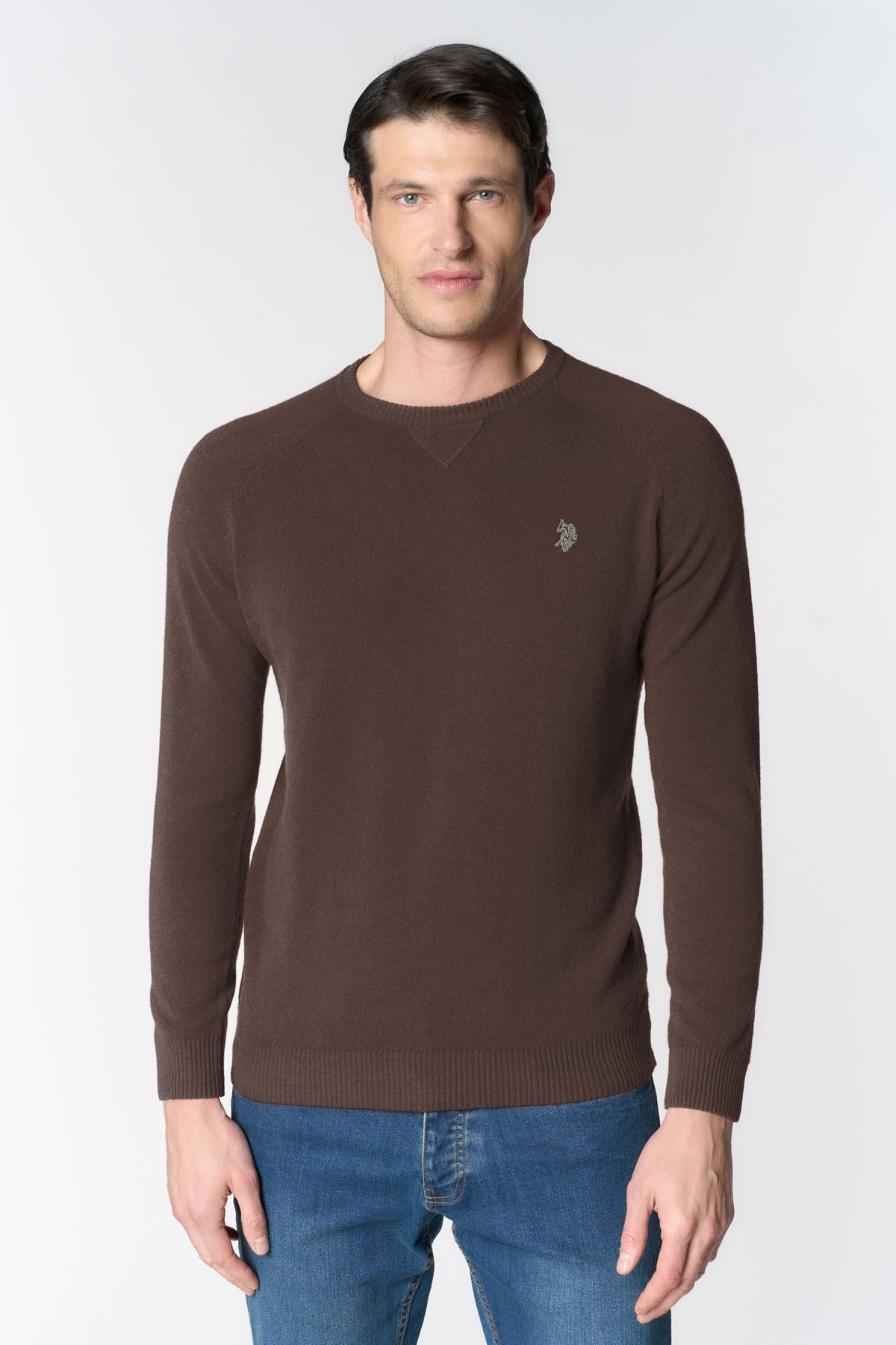 Maglia girocollo da uomo con logo ricamato