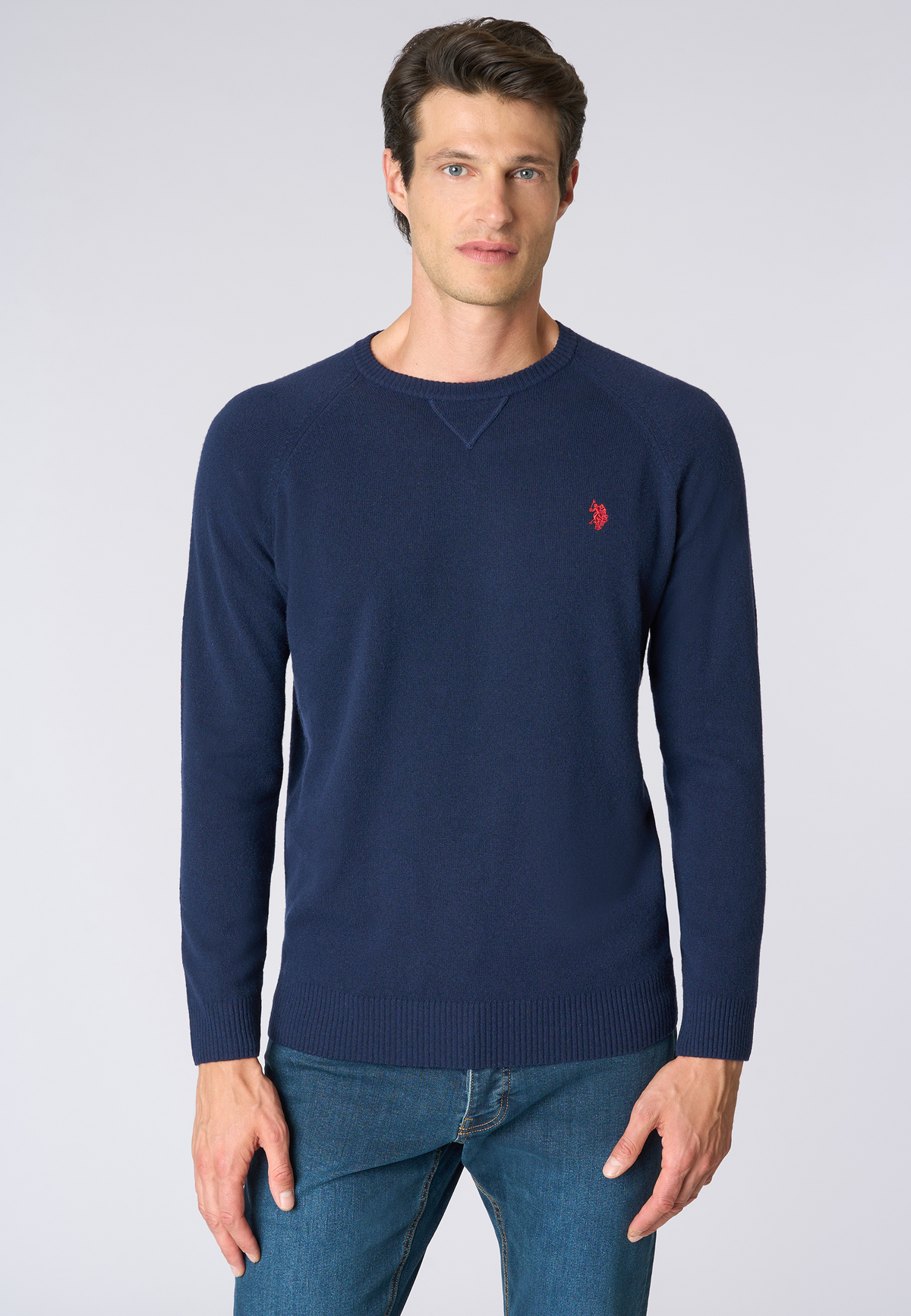 Maglia girocollo da uomo misto lana overdyed