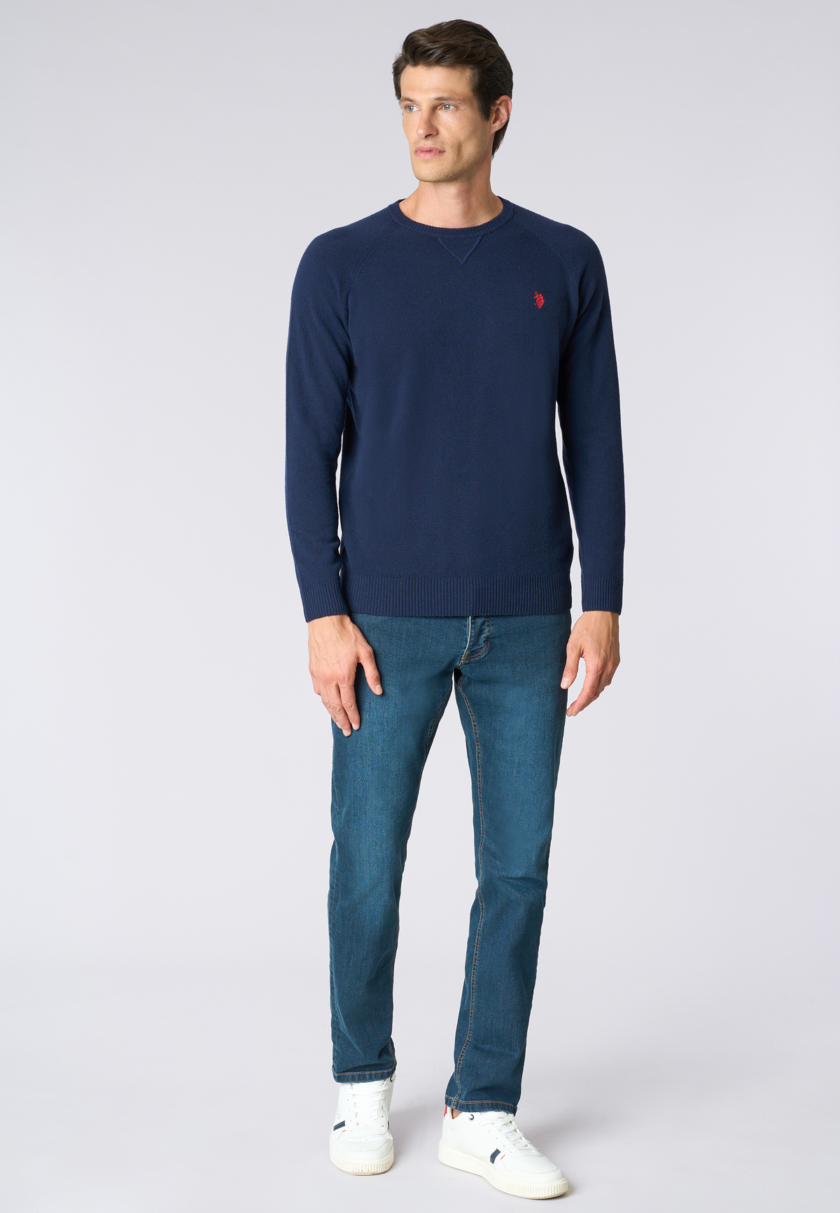 Maglia girocollo da uomo misto lana overdyed