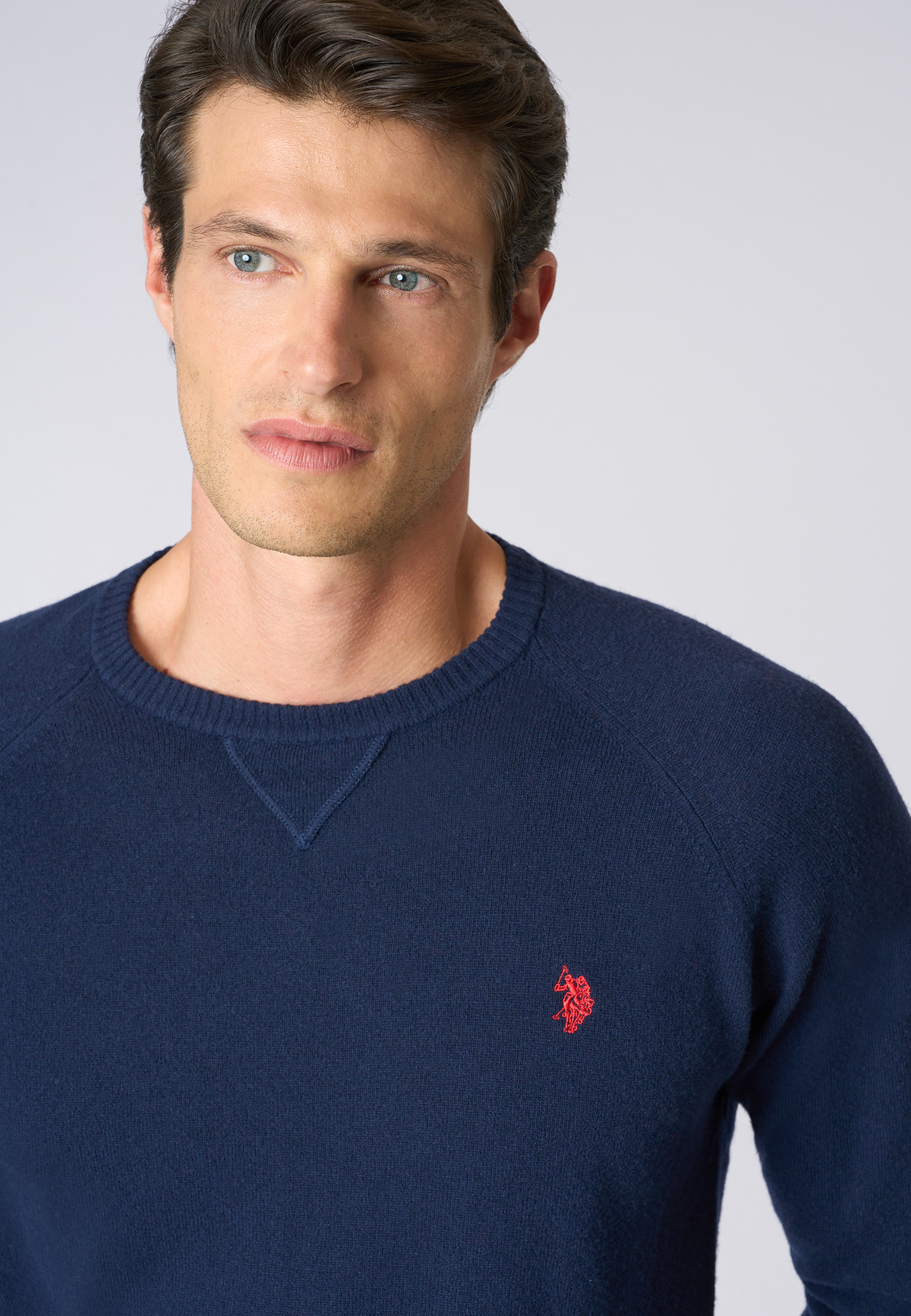 Maglia girocollo da uomo misto lana overdyed