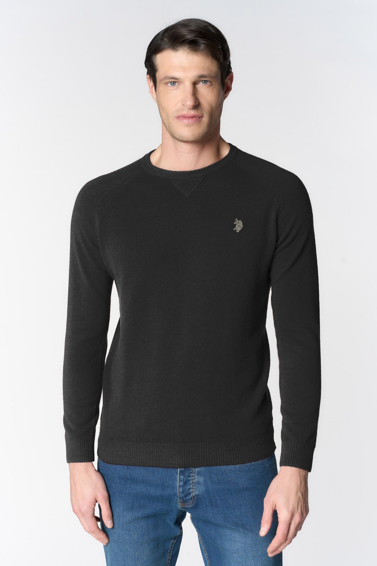 Maglia girocollo da uomo misto lana overdyed