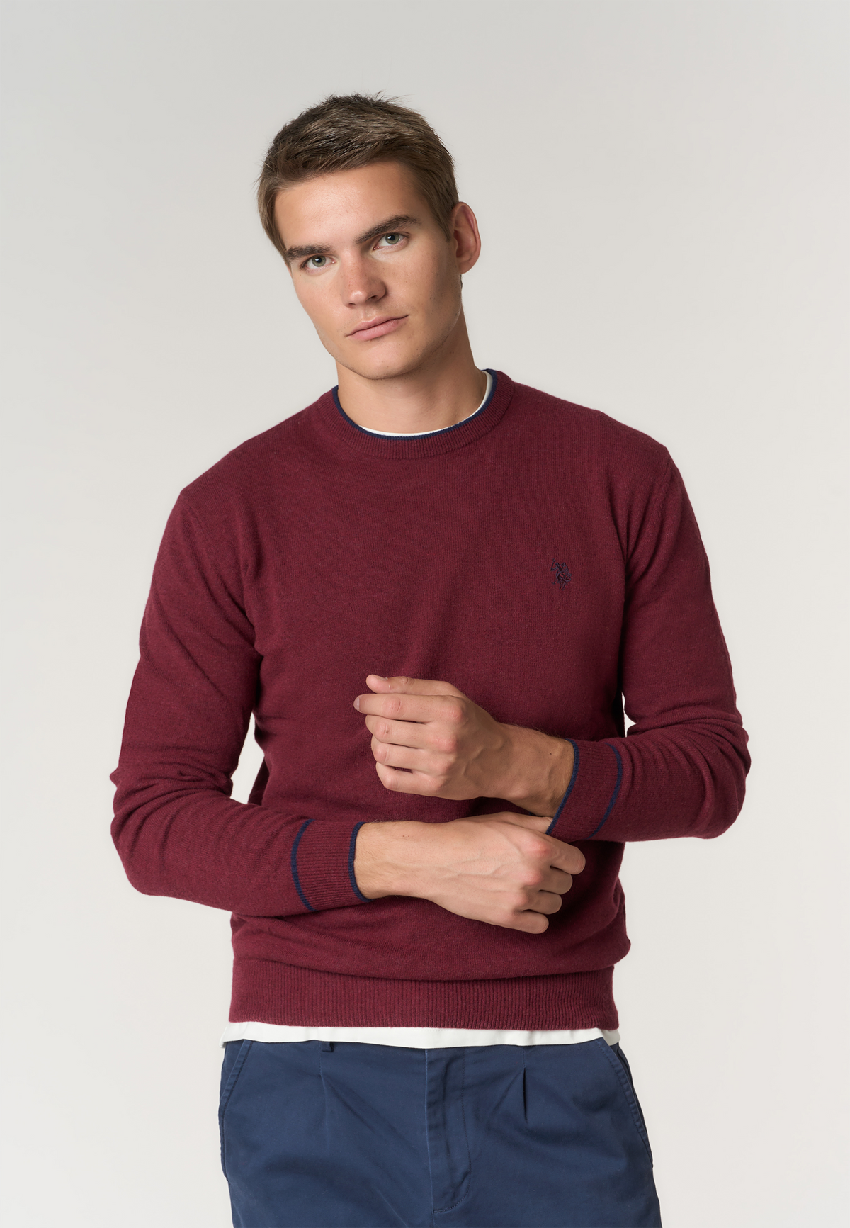 Maglia girocollo in lana merino riciclata