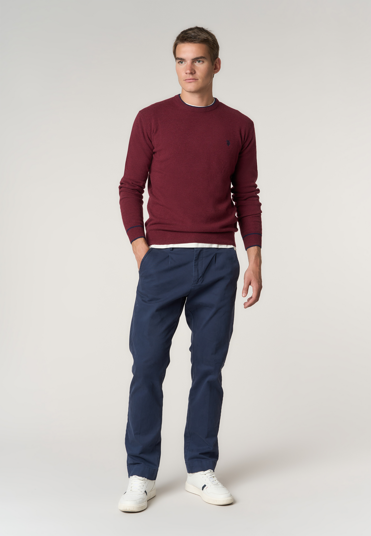 Maglia girocollo in lana merino riciclata