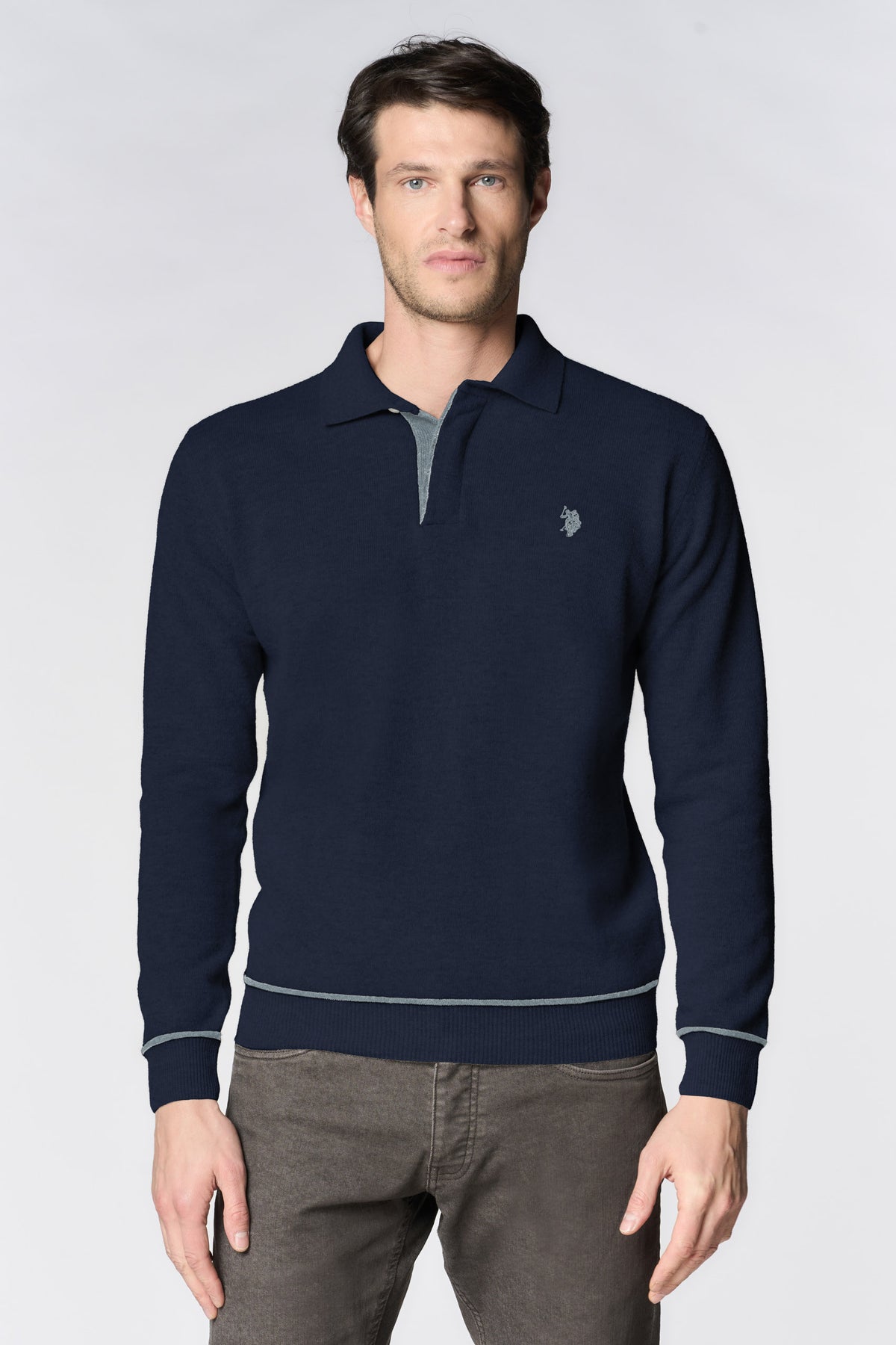 Polo shirt in maglia di lana merino