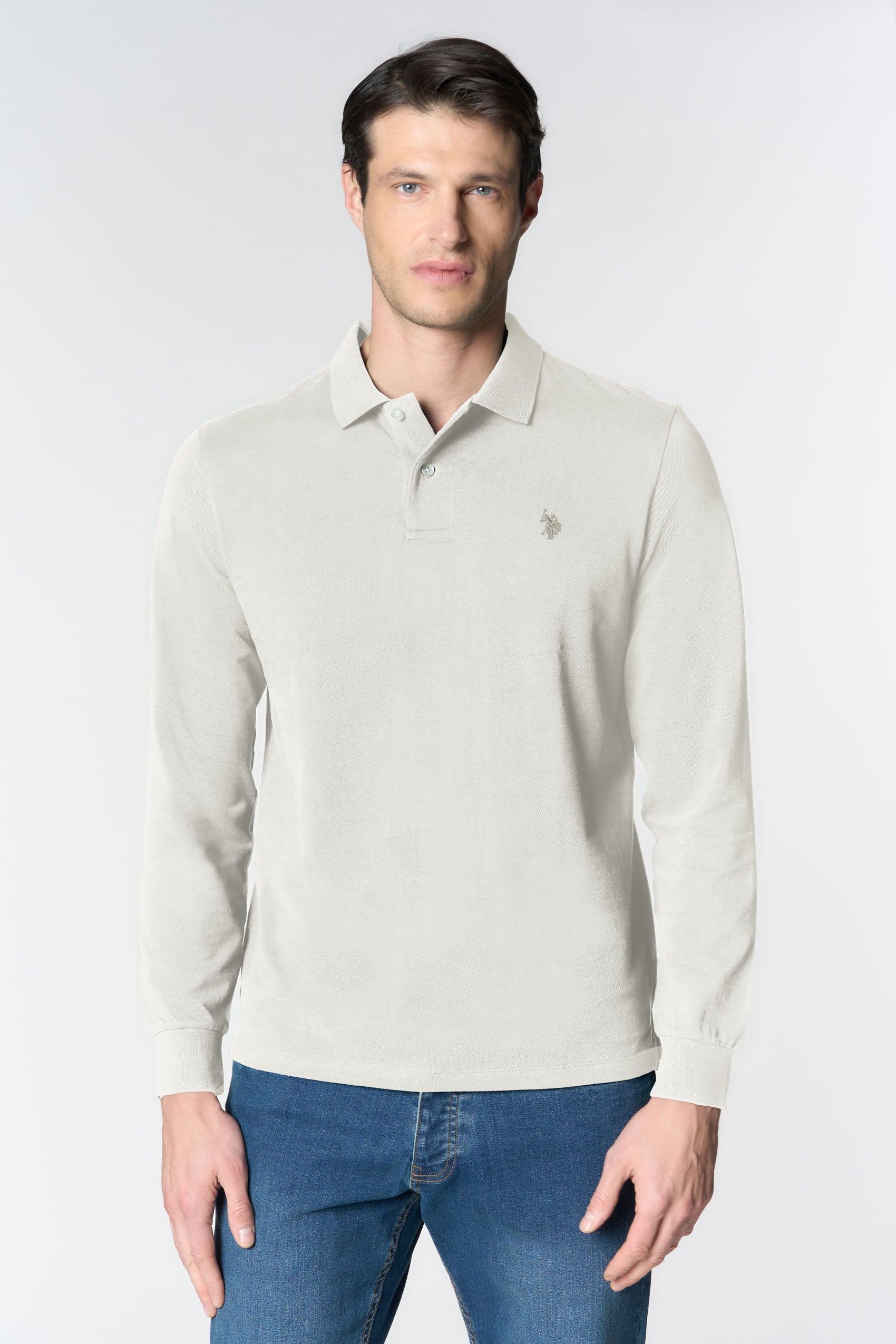 Polo shirt a maniche lunghe in cotone piquet