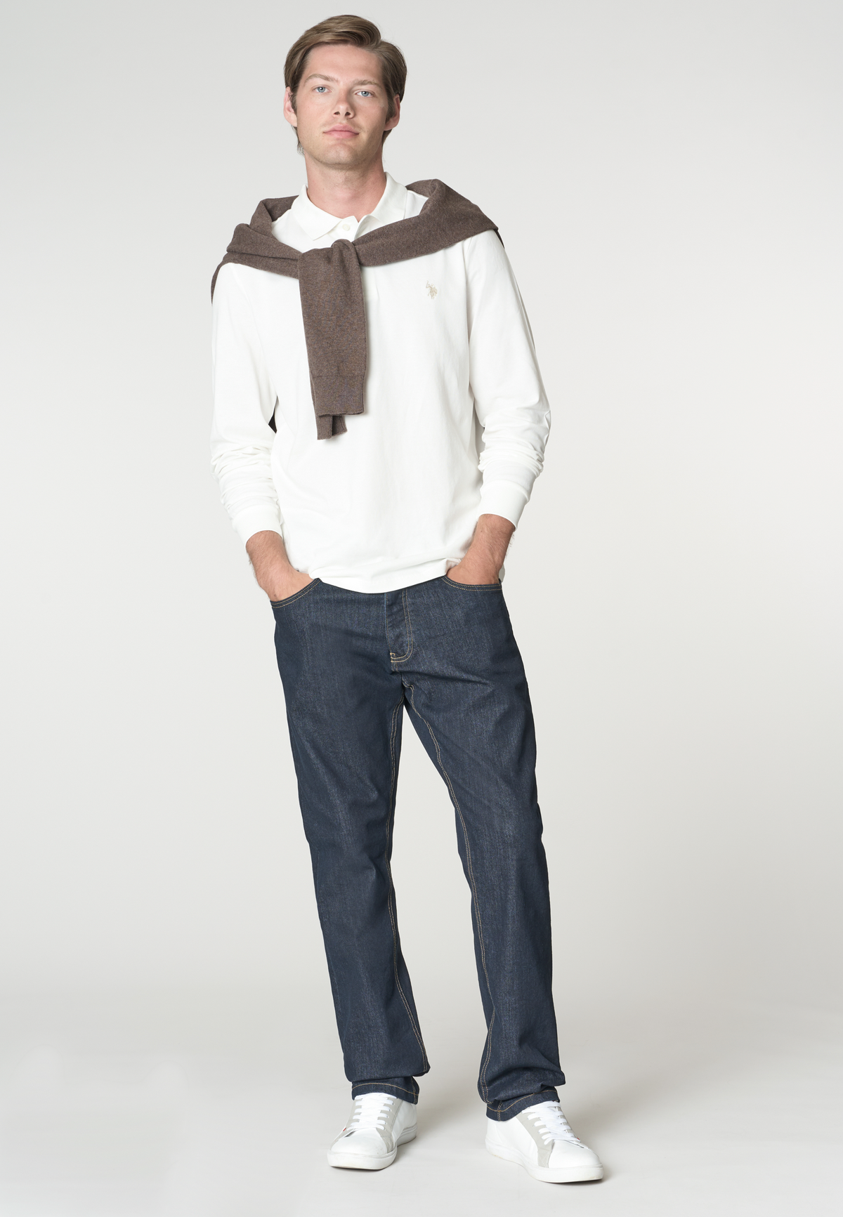 Polo shirt a maniche lunghe in cotone piquet