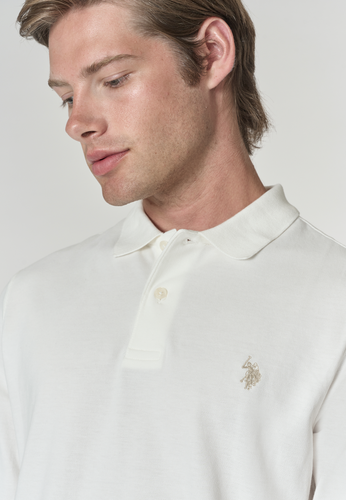 Polo shirt a maniche lunghe in cotone piquet