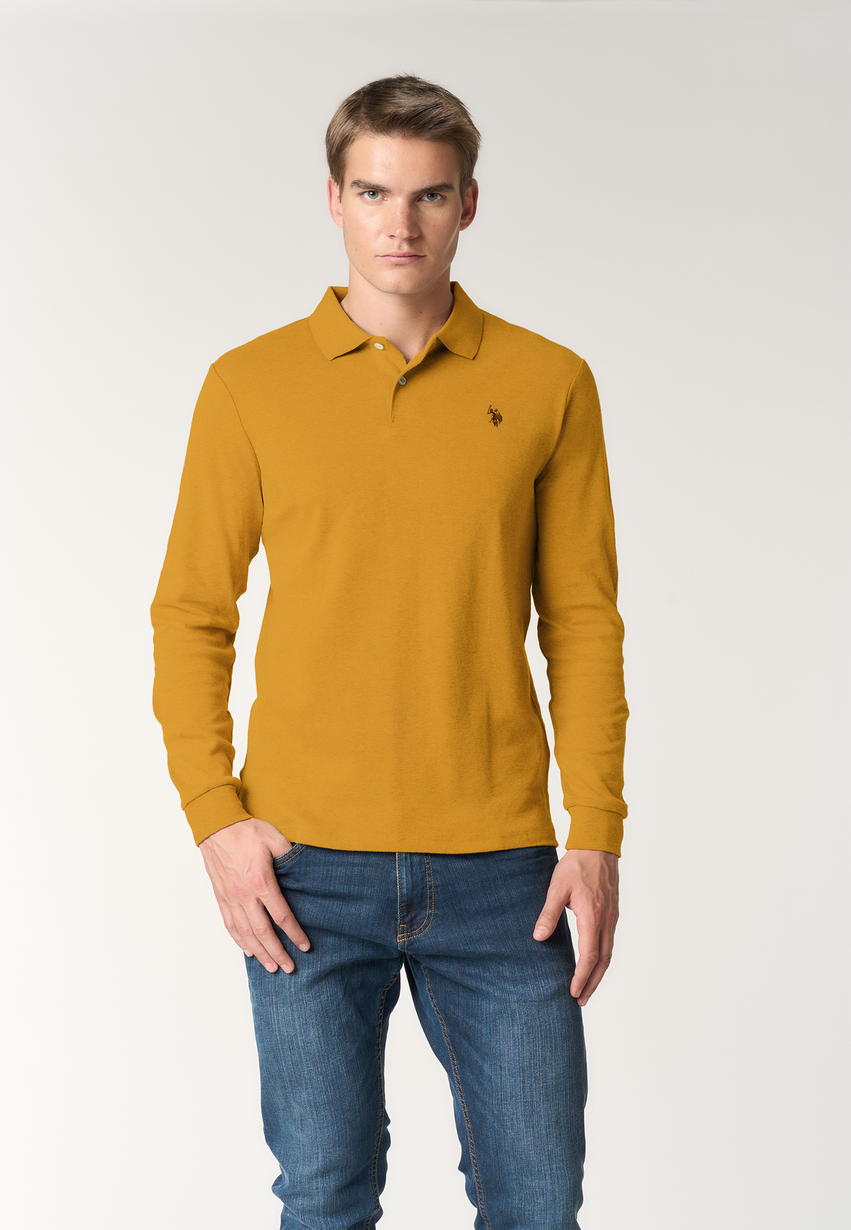 Polo shirt a maniche lunghe in cotone piquet