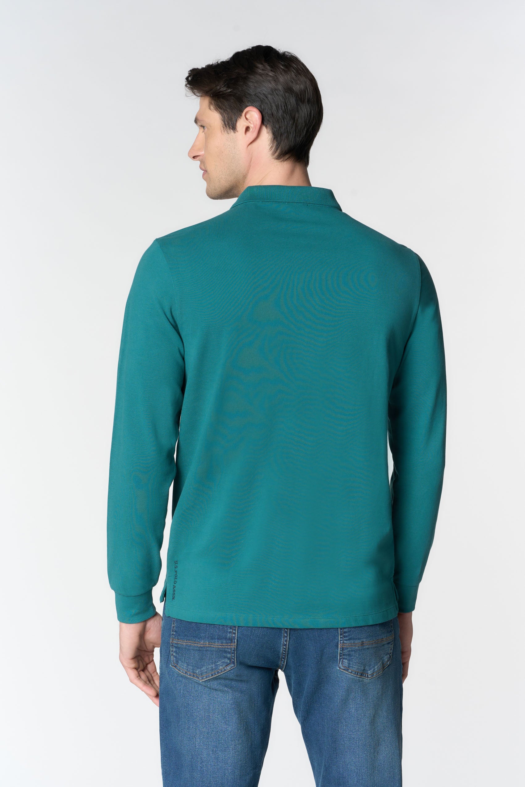 Polo shirt a maniche lunghe in cotone piquet