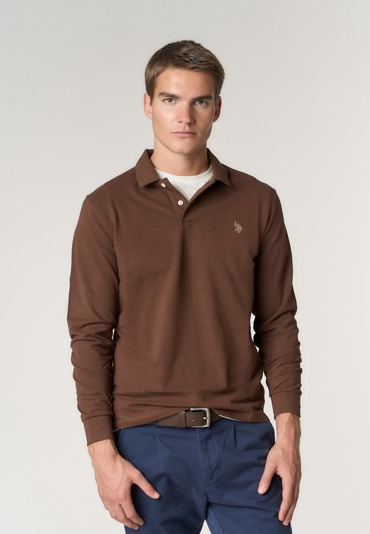Polo shirt a maniche lunghe in cotone piquet