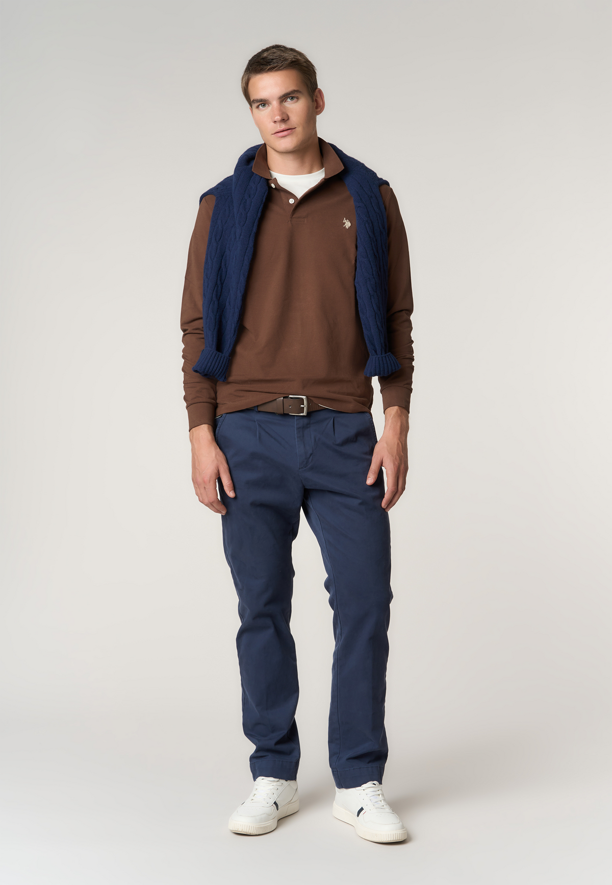Polo shirt a maniche lunghe in cotone piquet