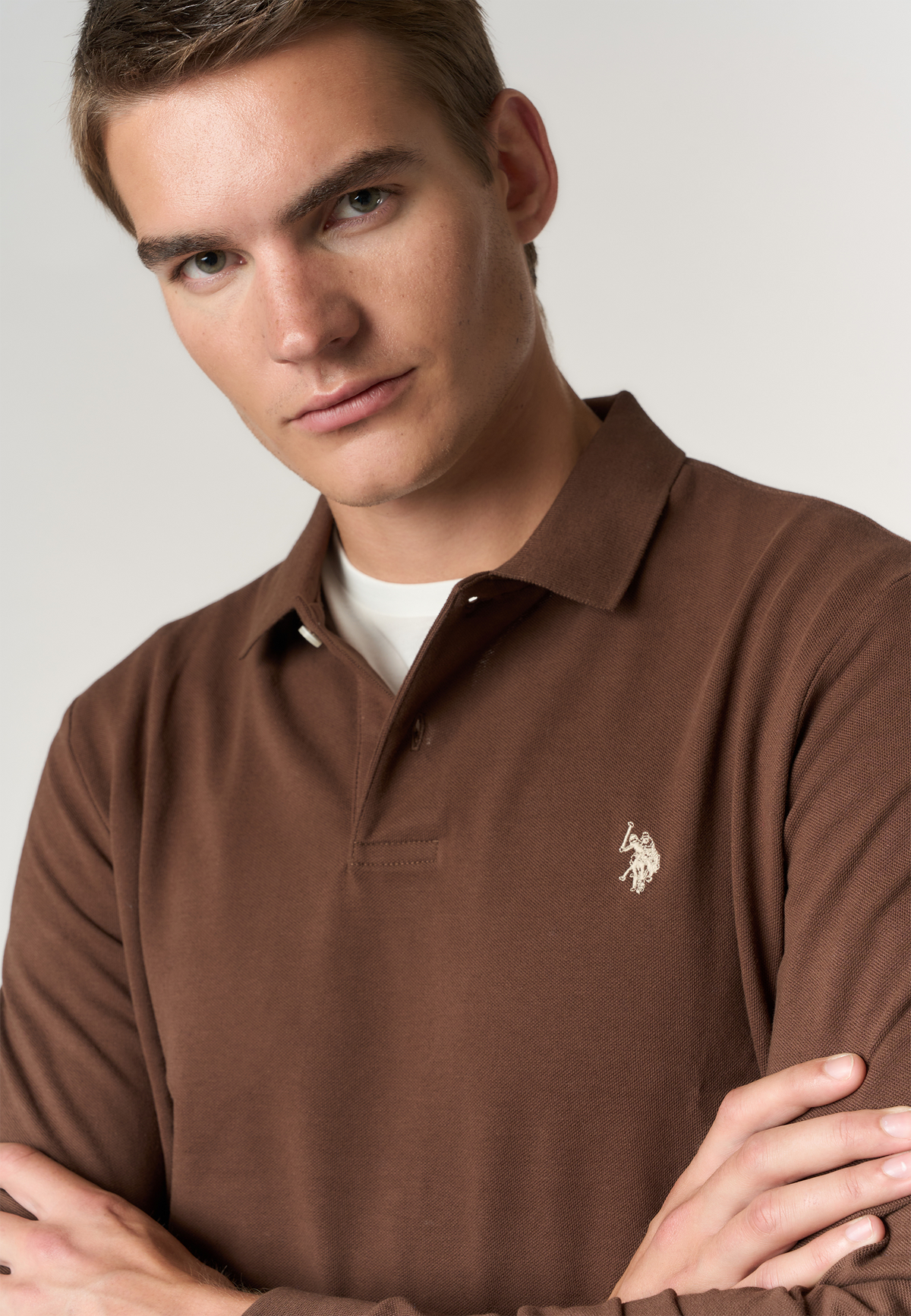 Polo shirt a maniche lunghe in cotone piquet