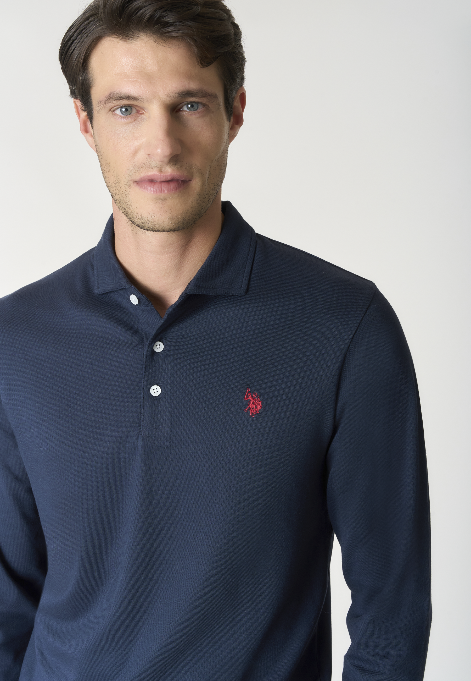 Polo shirt a maniche lunghe in cotone piquet