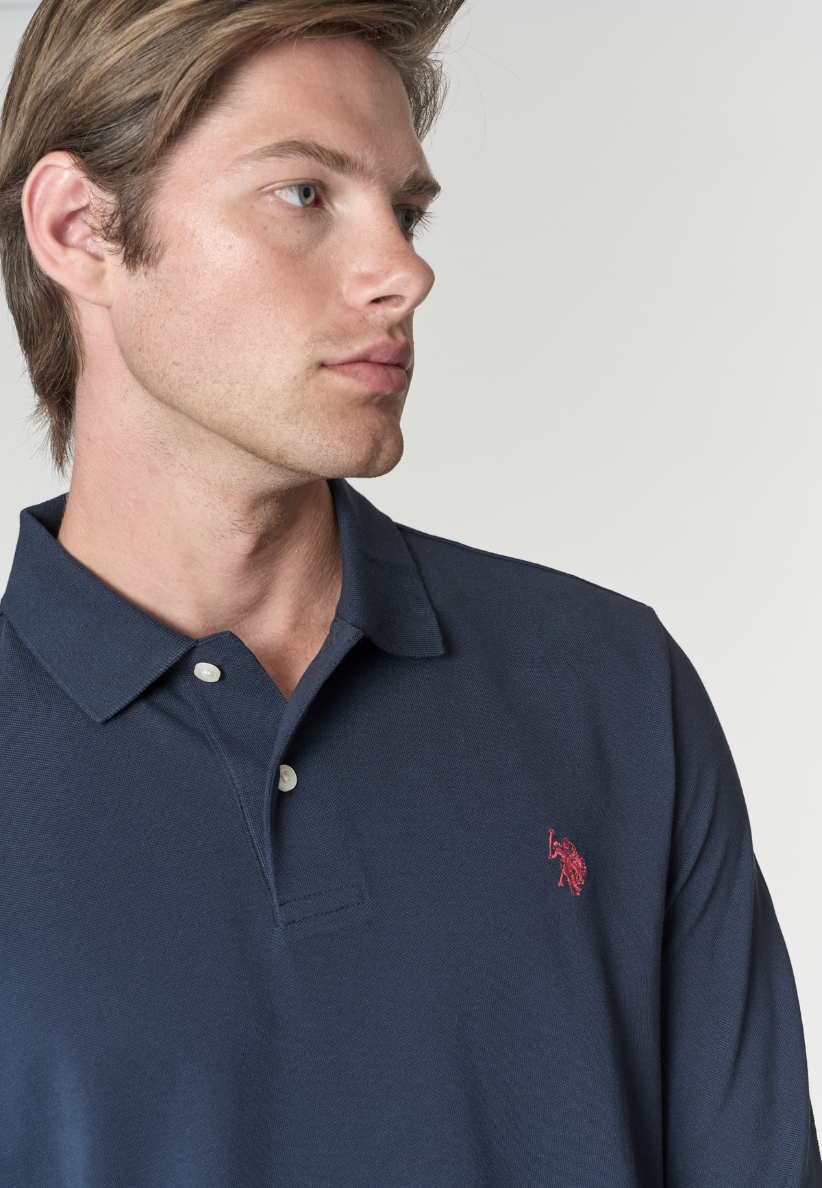 Polo shirt a maniche lunghe in cotone piquet