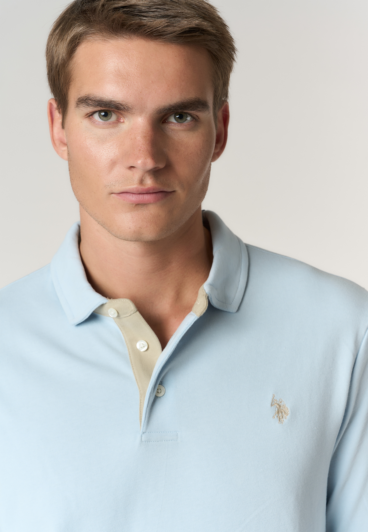 Polo shirt a maniche lunghe in cotone con toppe sui gomiti