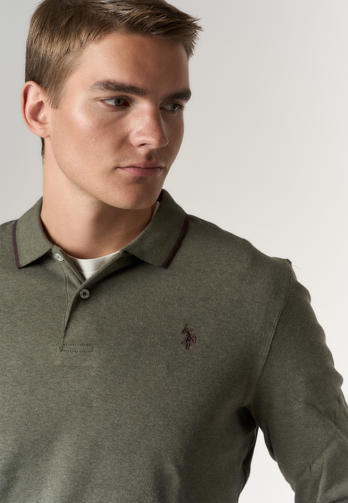 Polo shirt in cotone interlock a maniche lunghe