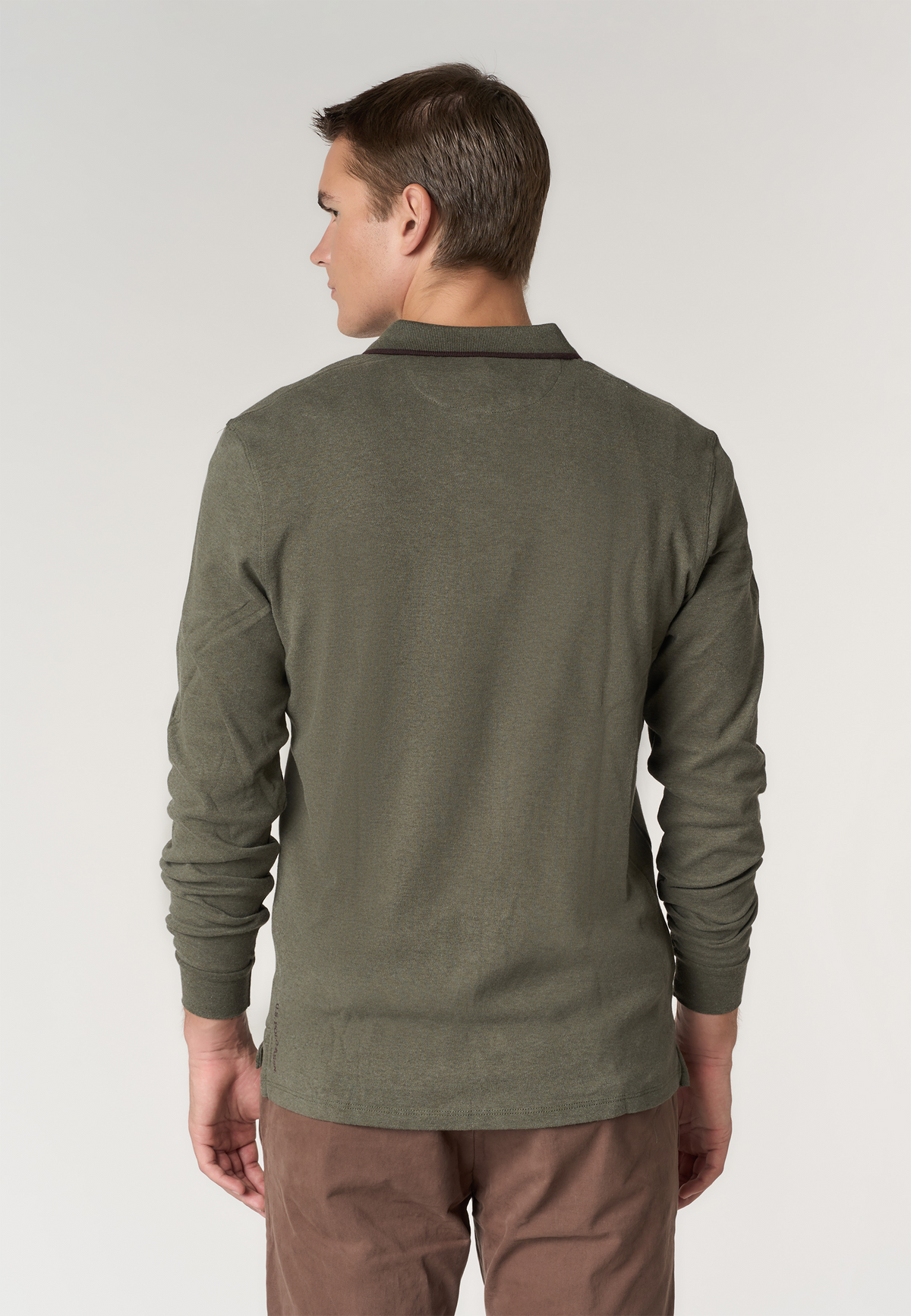 Polo shirt in cotone interlock a maniche lunghe