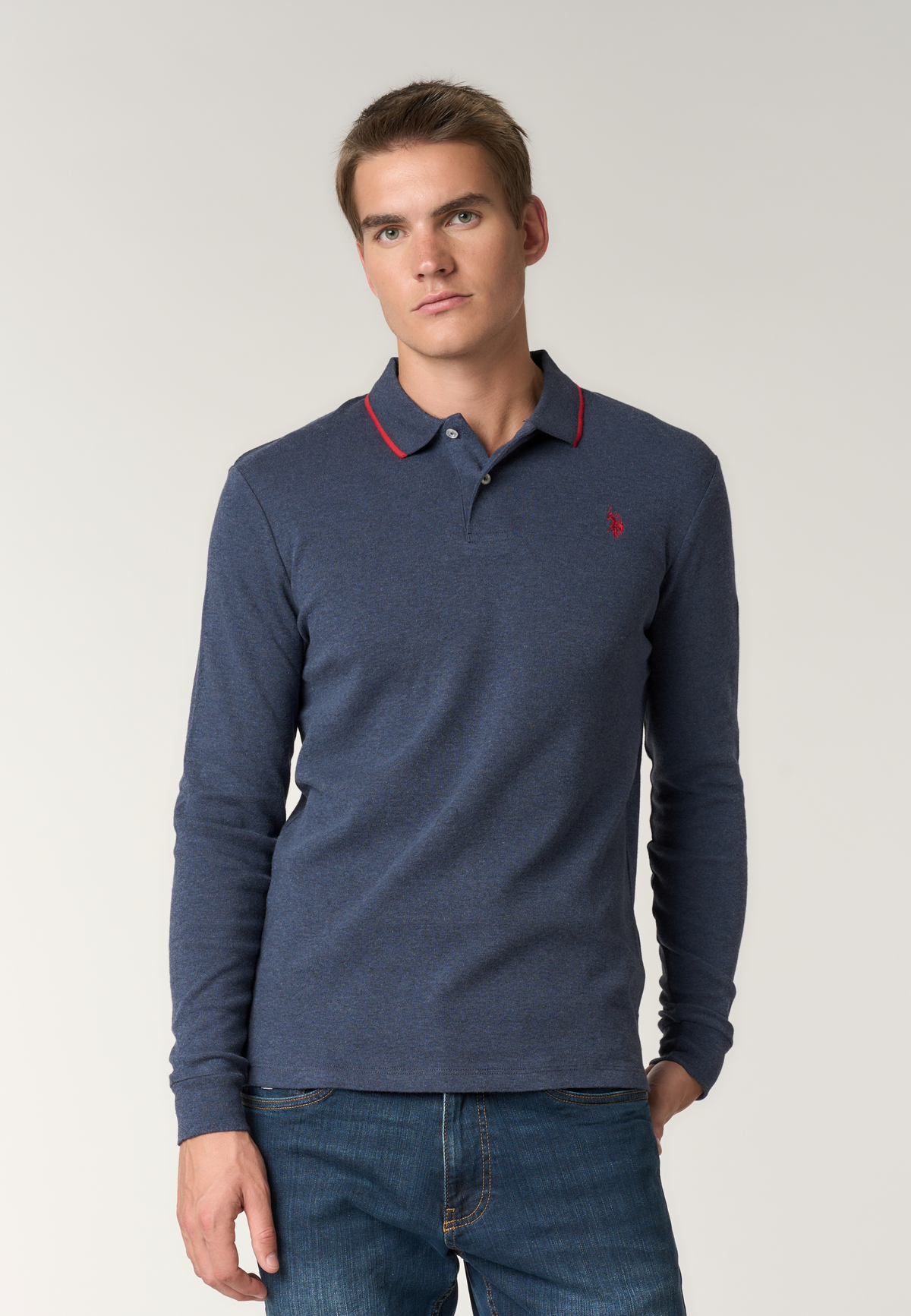 Polo shirt in cotone interlock a maniche lunghe premium Quality