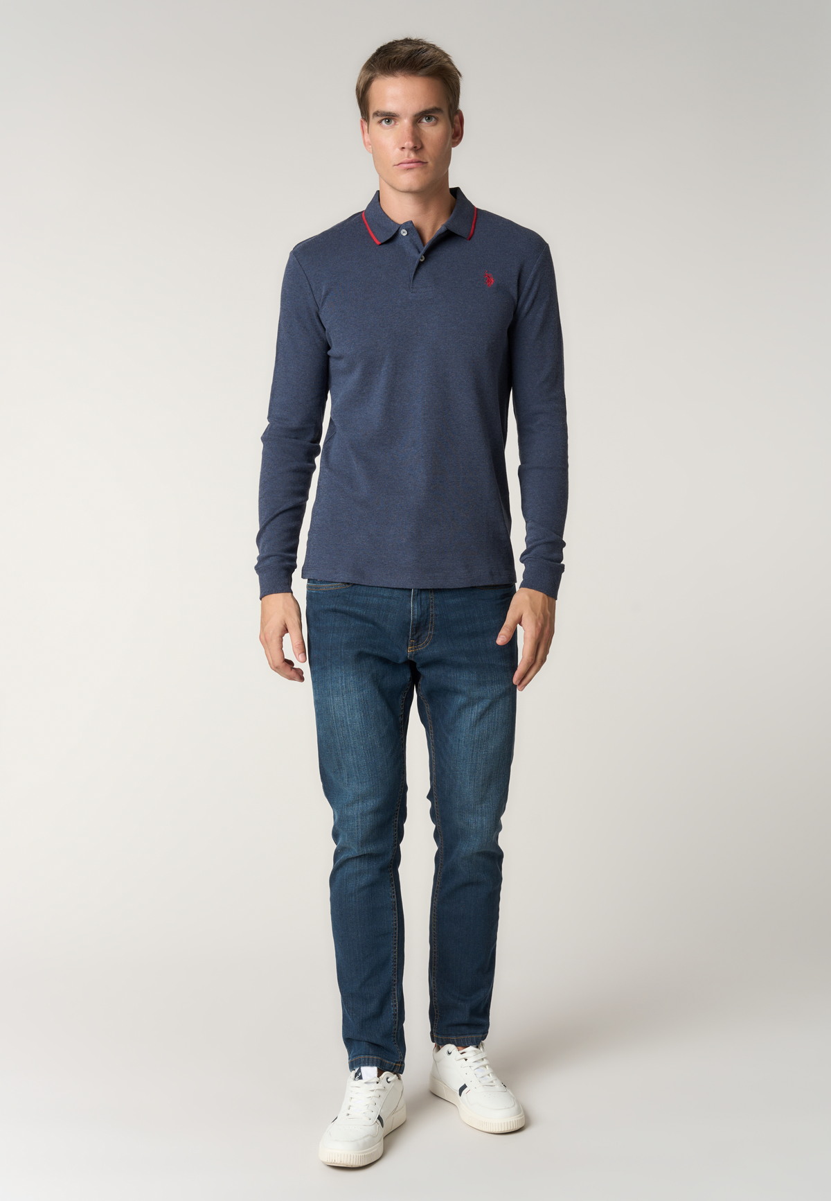 Polo shirt in cotone interlock a maniche lunghe premium Quality