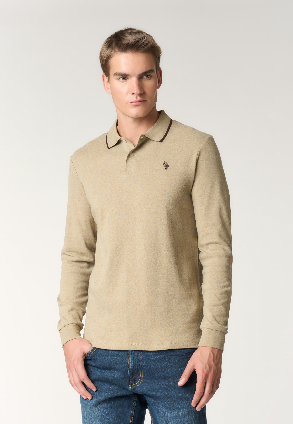 Polo shirt in cotone interlock a maniche lunghe premium Quality