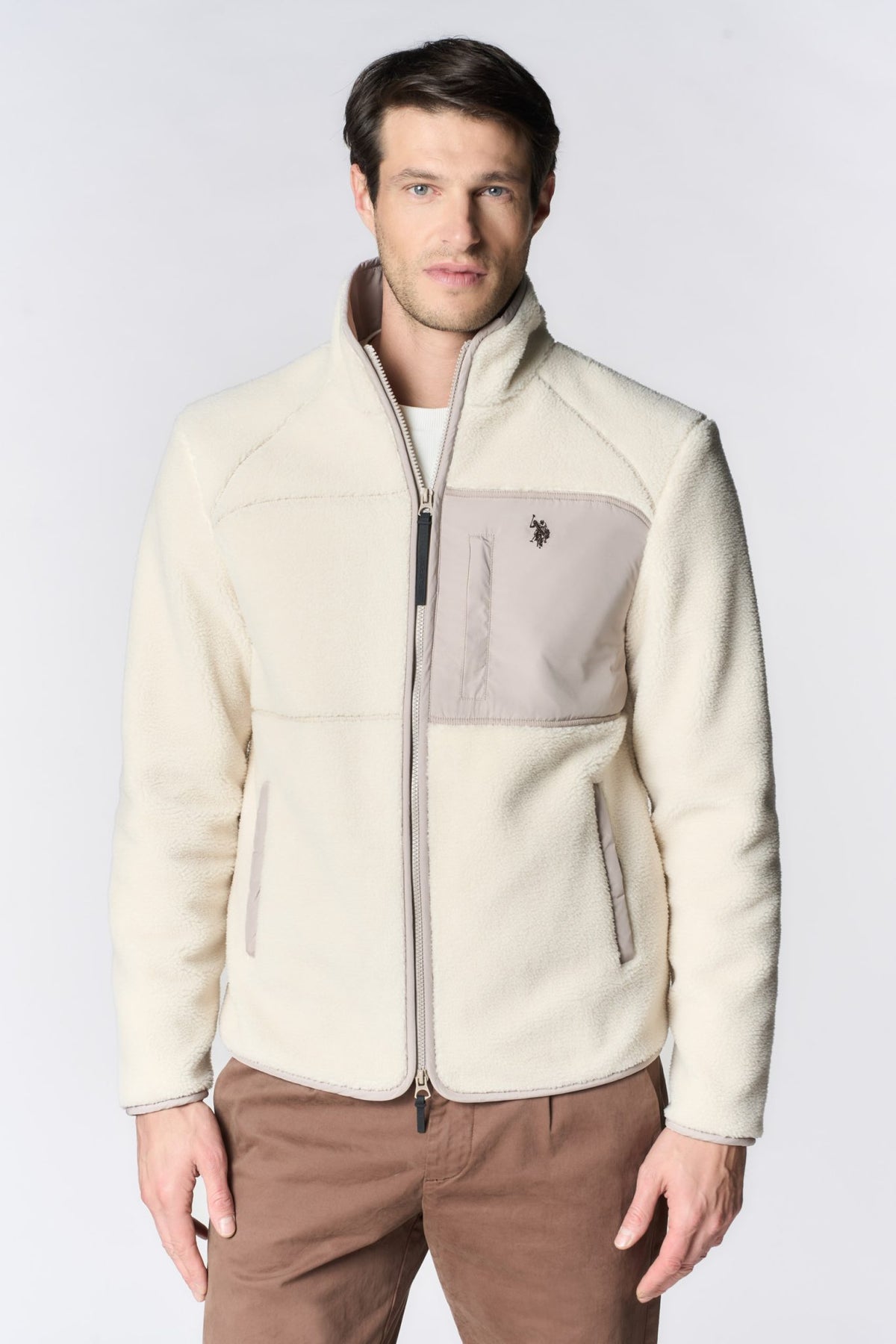 Giacca sherpa a collo alto con chiusura full zip