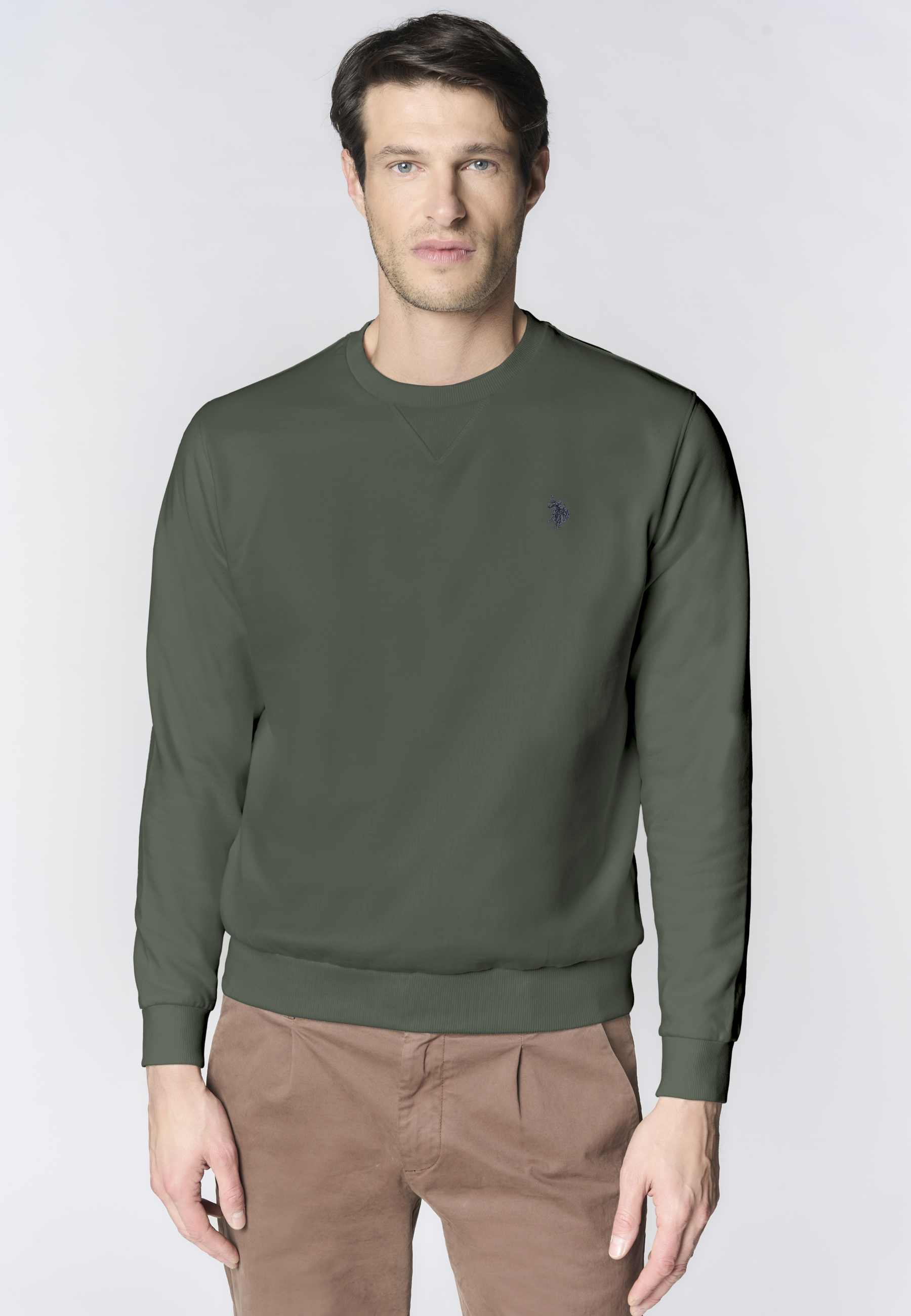 Felpa girocollo in cotone con logo