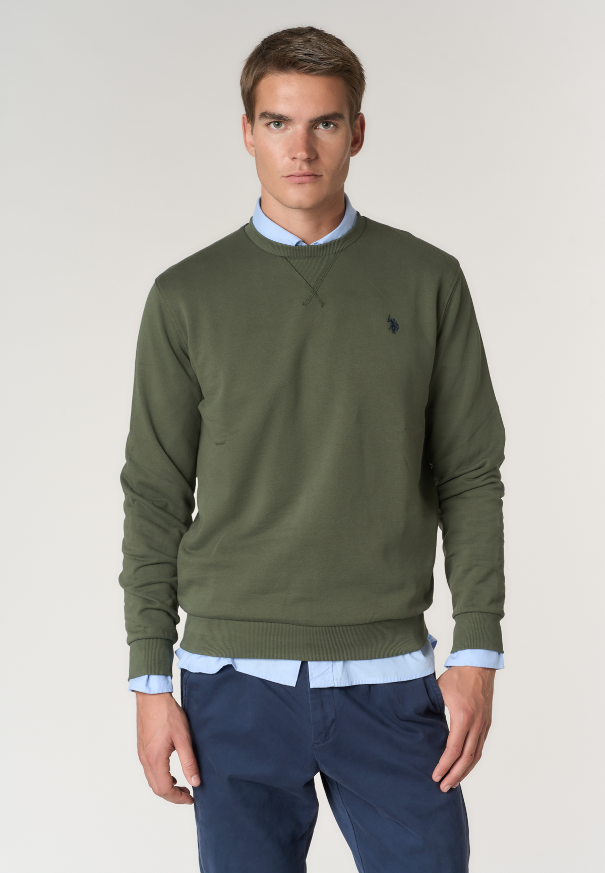 Felpa girocollo in cotone con logo