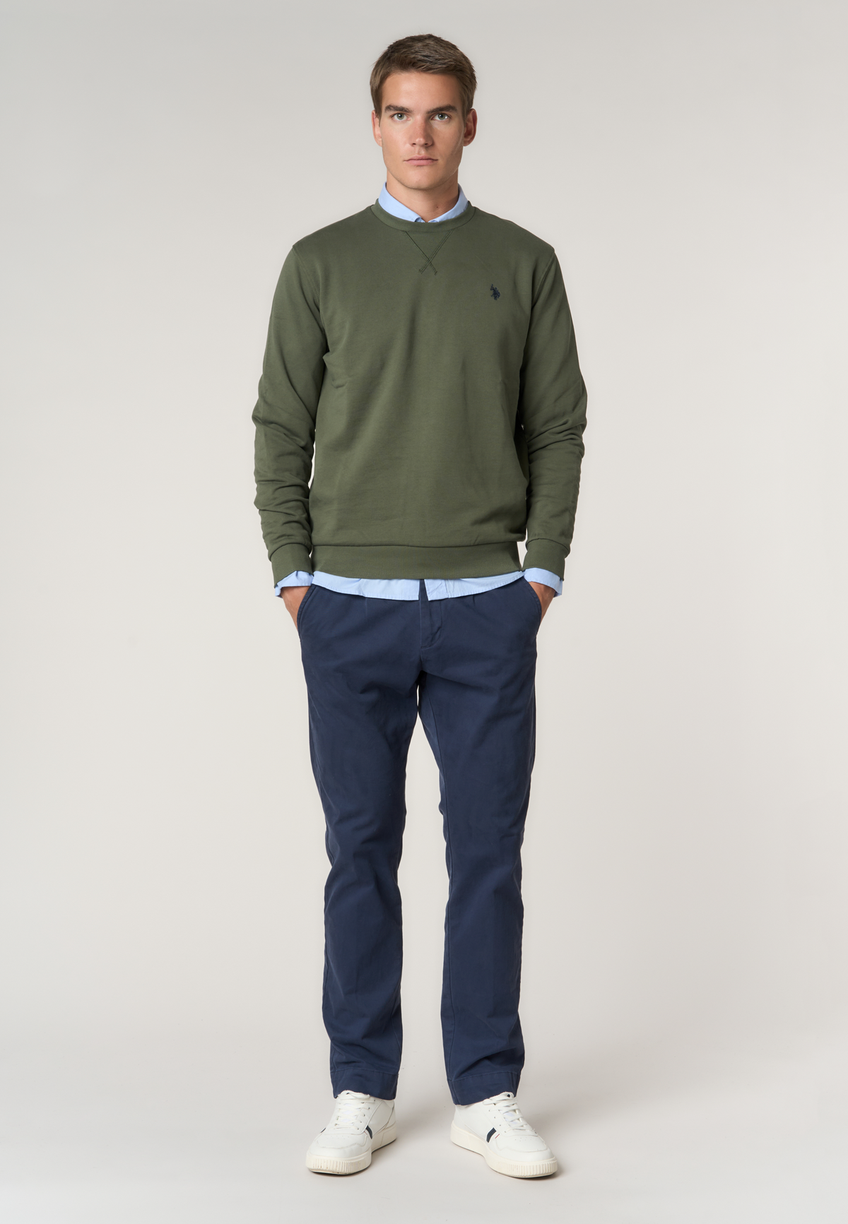 Felpa girocollo in cotone con logo