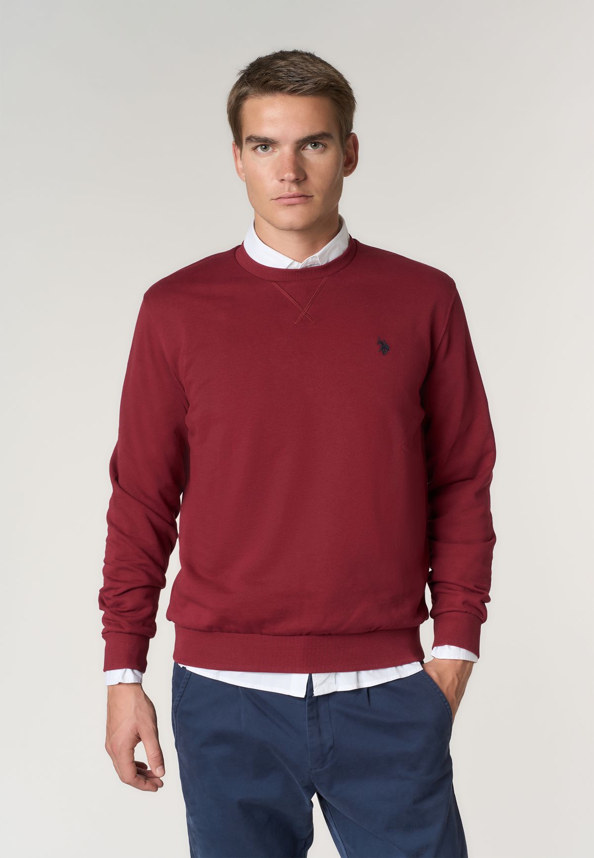 Felpa girocollo in cotone con logo