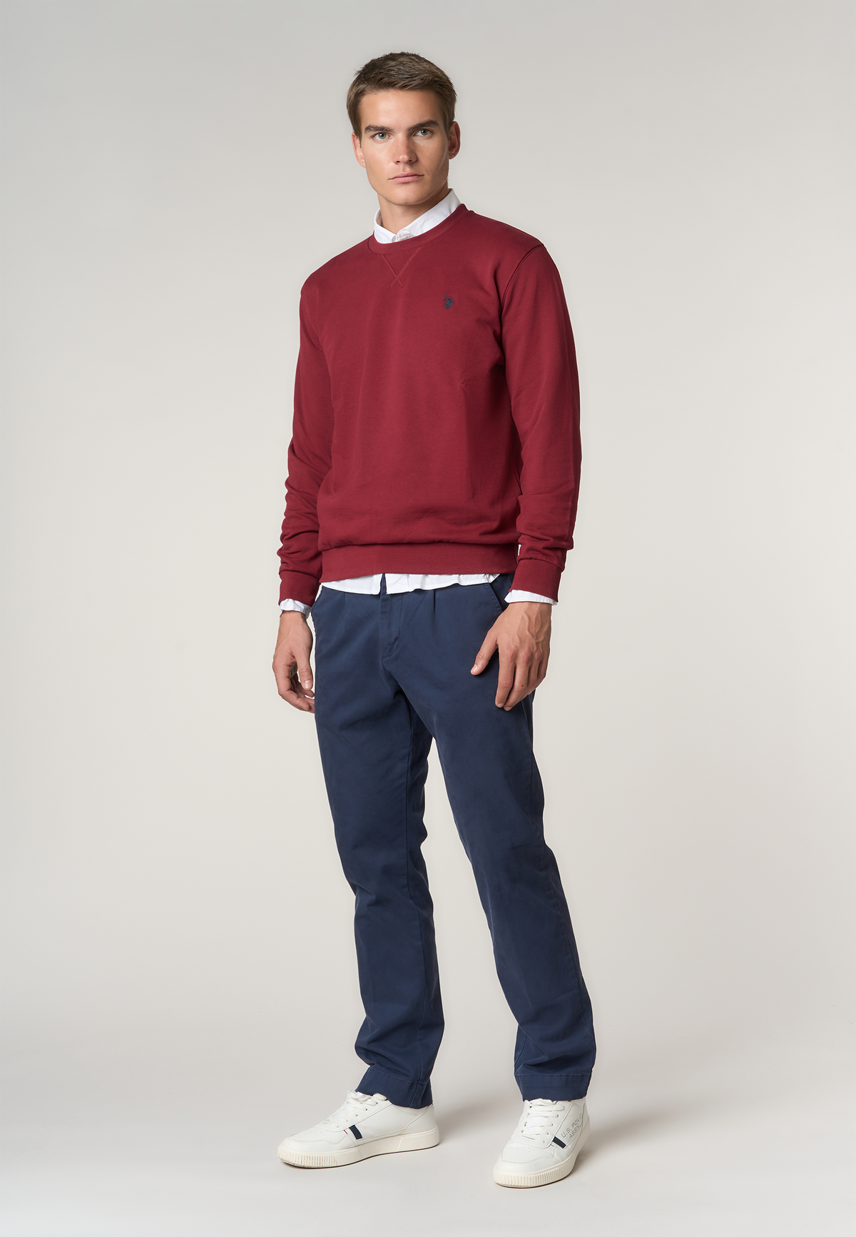 Felpa girocollo in cotone con logo