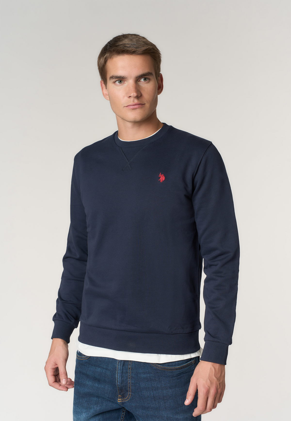 Felpa girocollo in cotone con logo