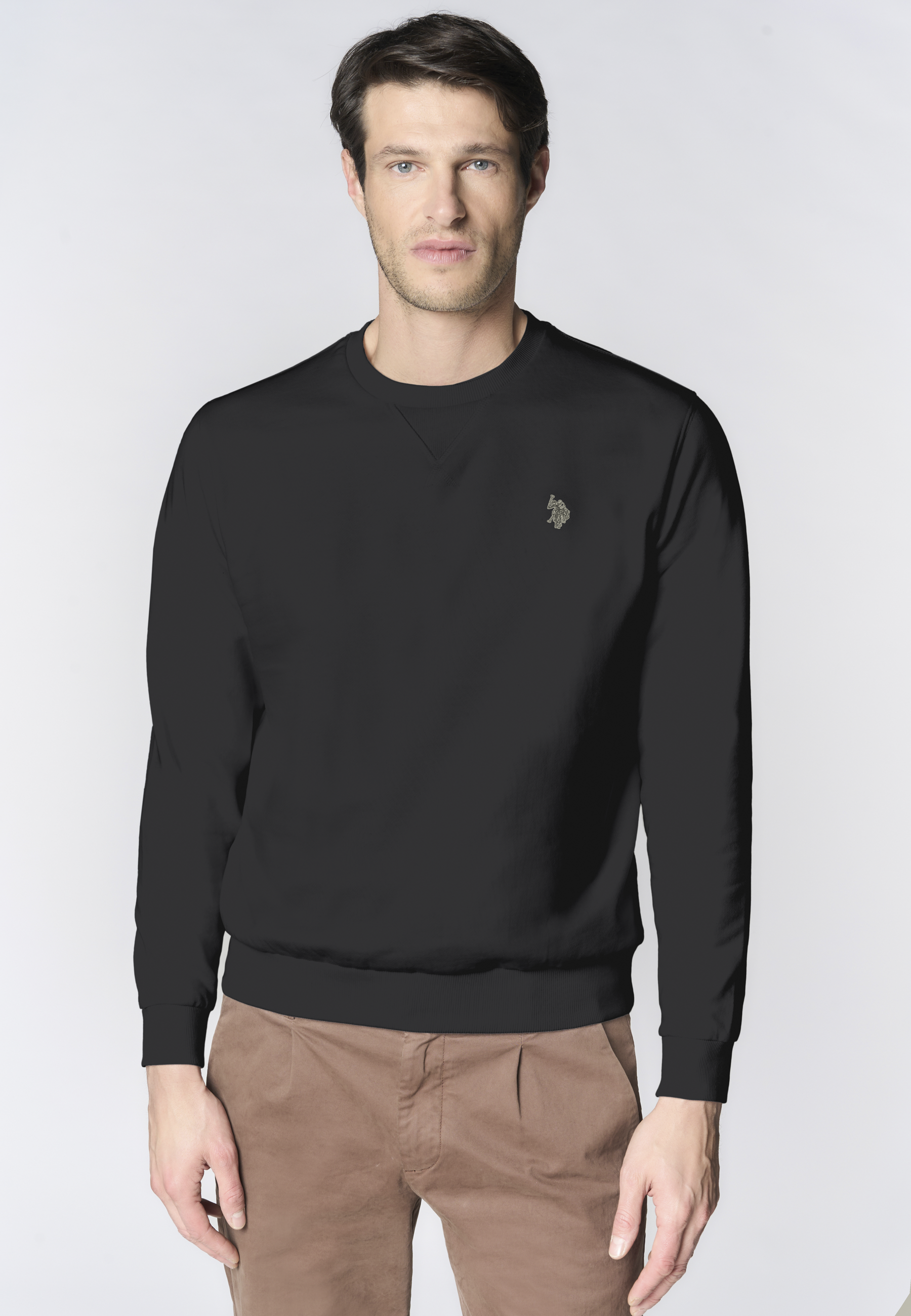 Felpa girocollo in cotone con logo