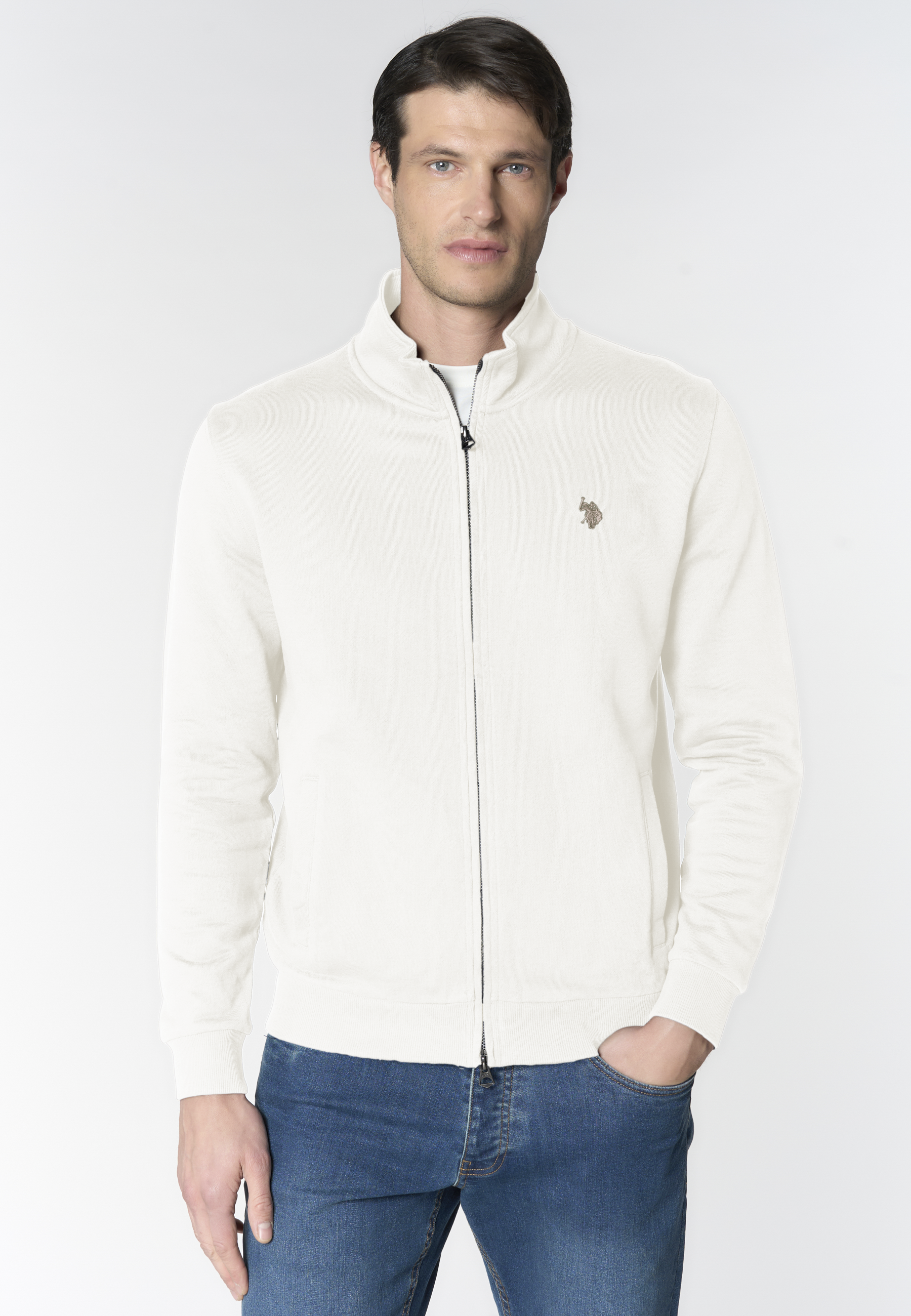 Felpa full zip in cotone con logo