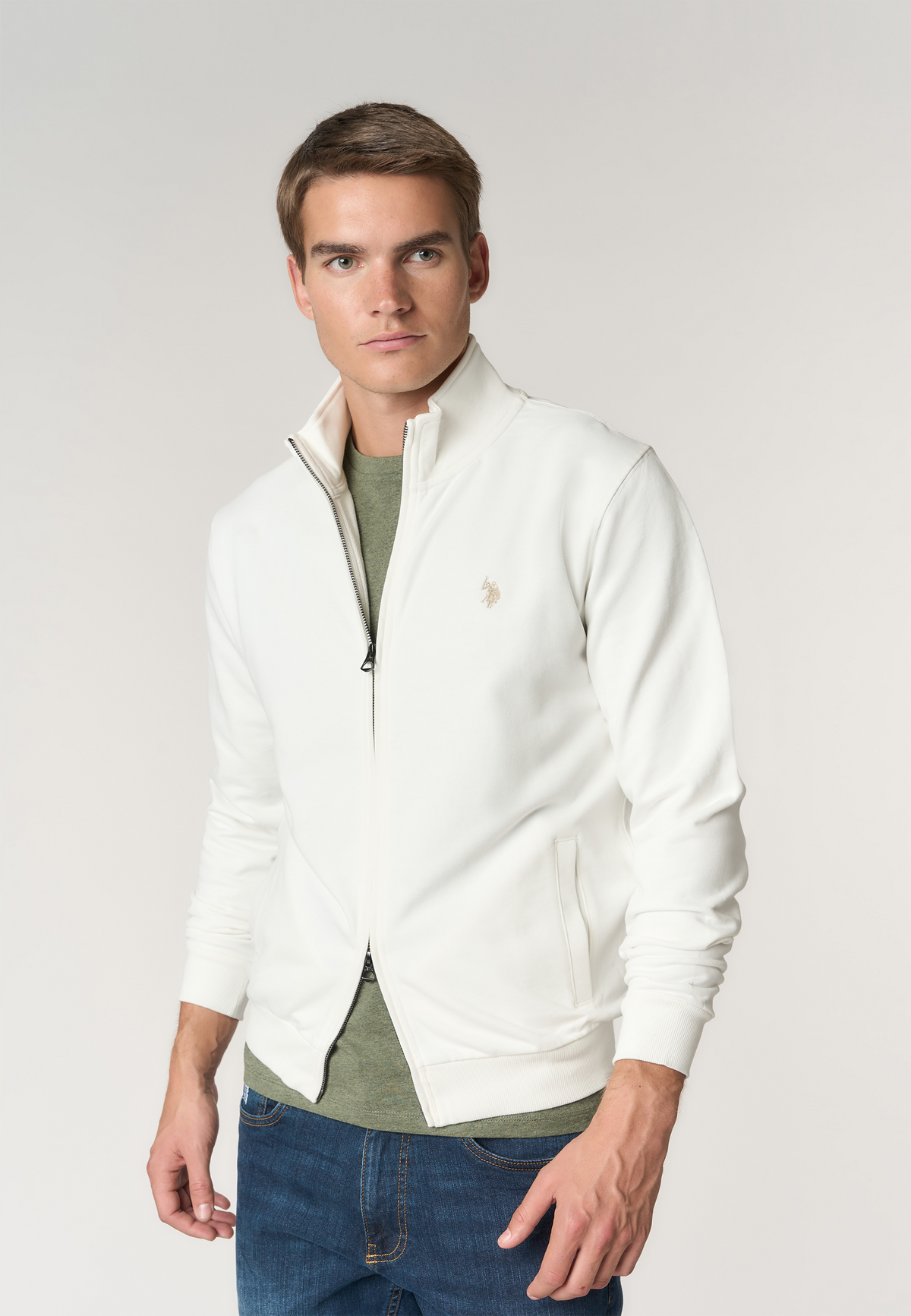 Felpa full zip in cotone con logo