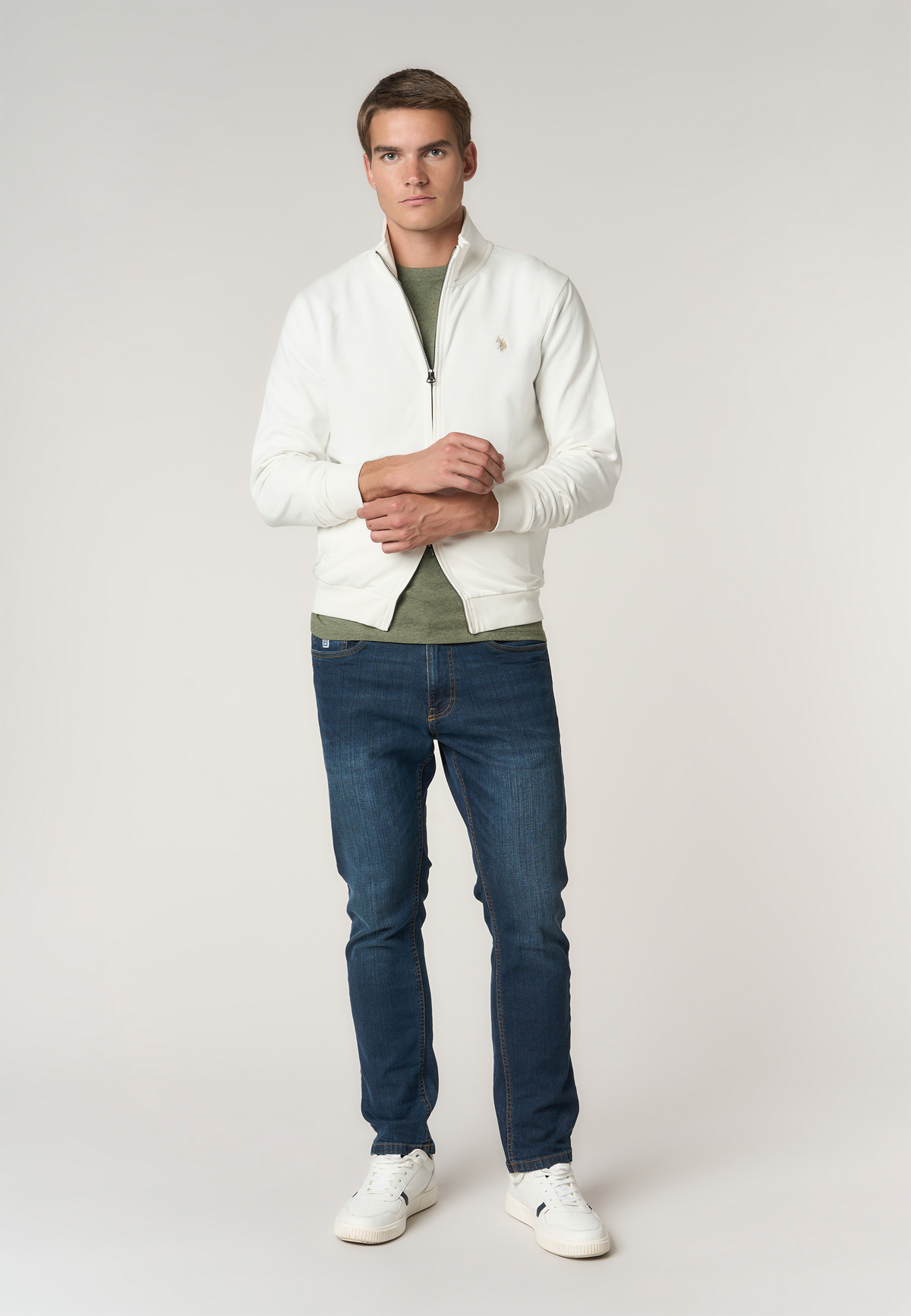 Felpa full zip in cotone con logo
