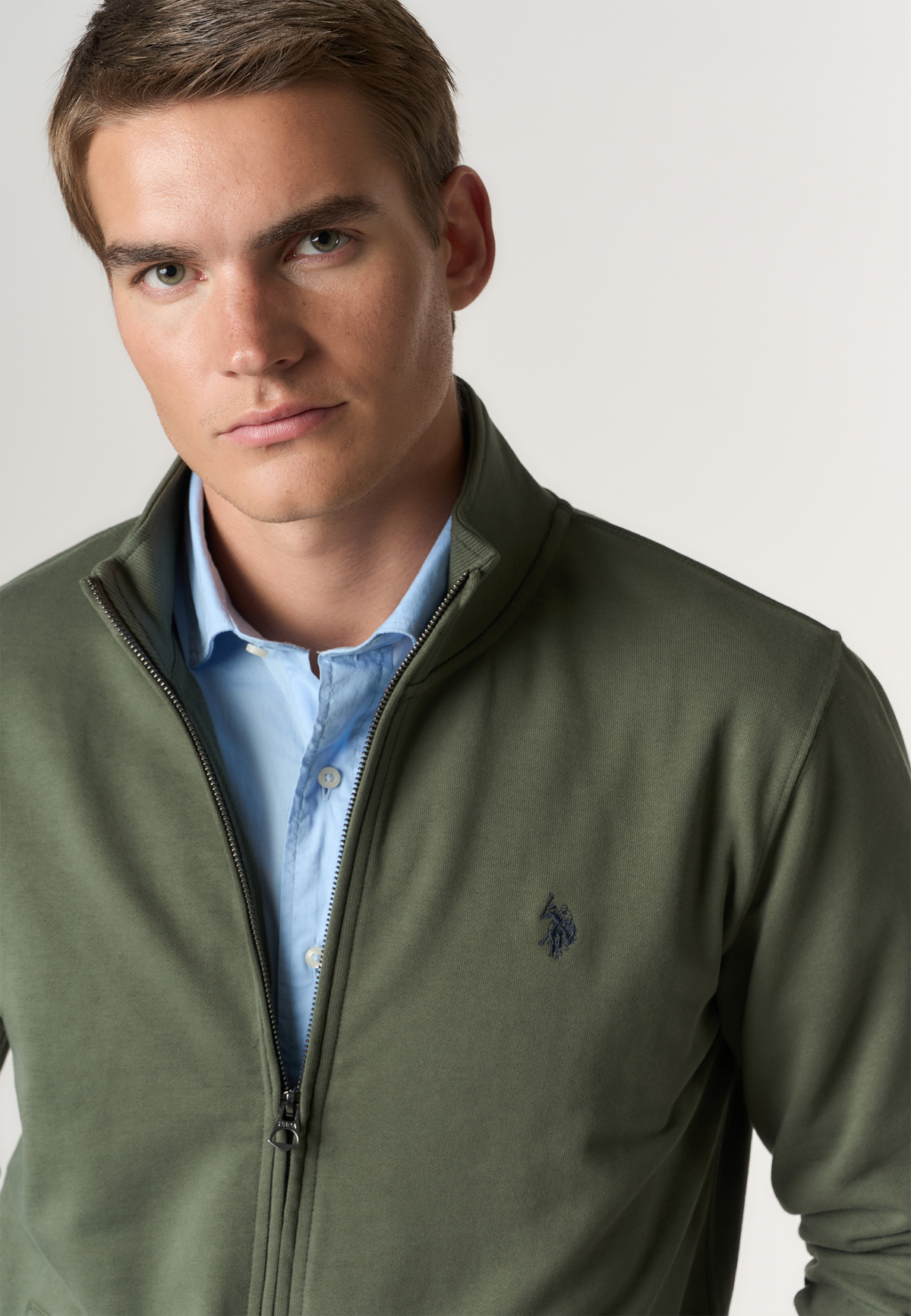 Felpa full zip in cotone con logo