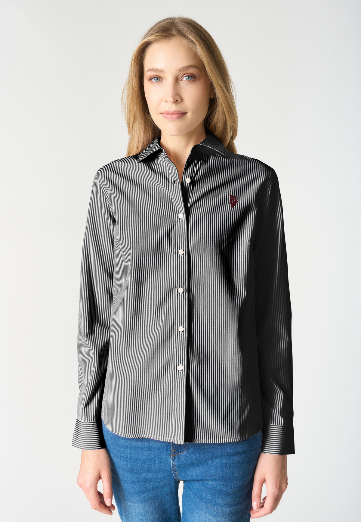 Camicia a righe verticali con colletto classico