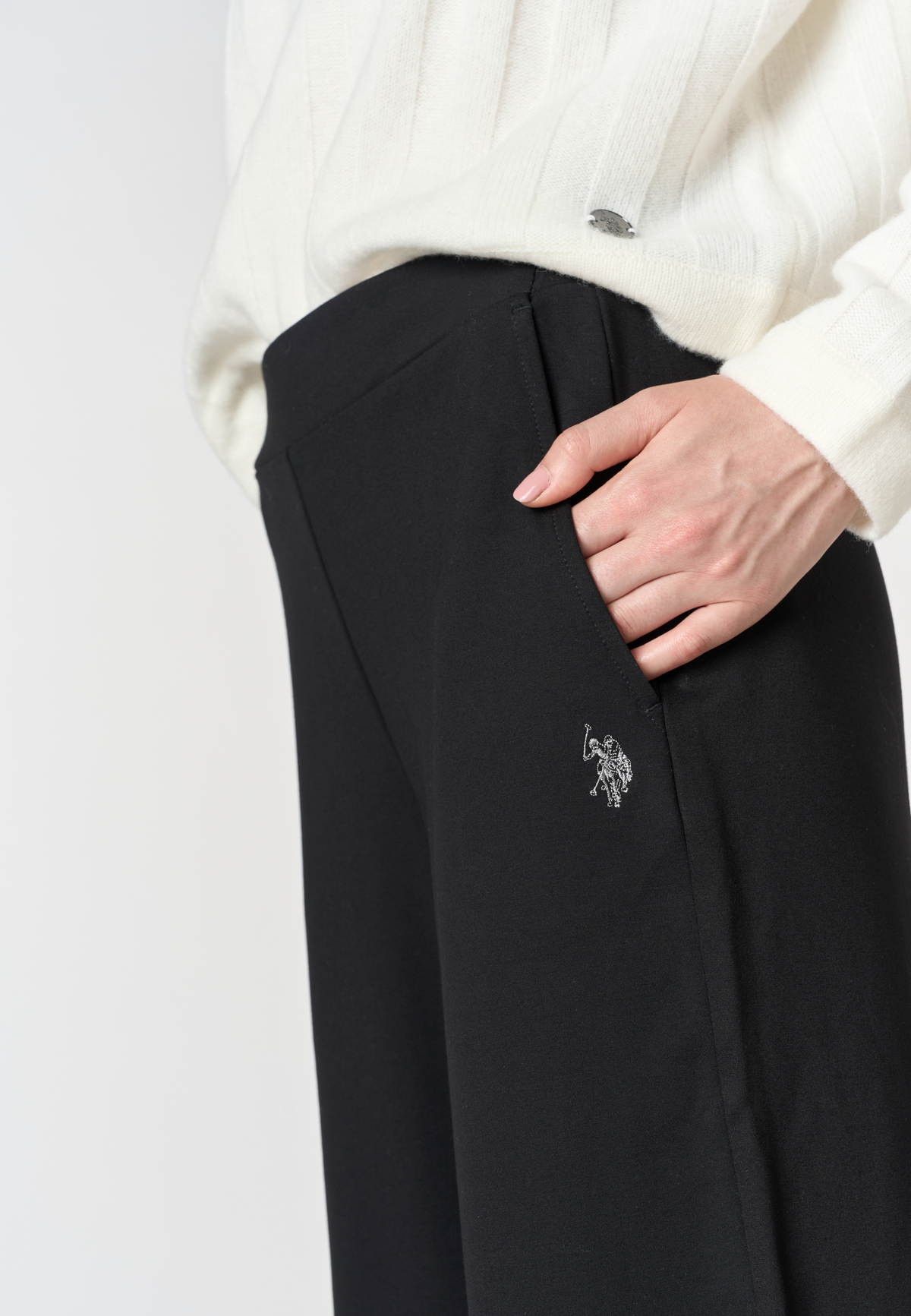 Pantaloni wide leg in punto Milano