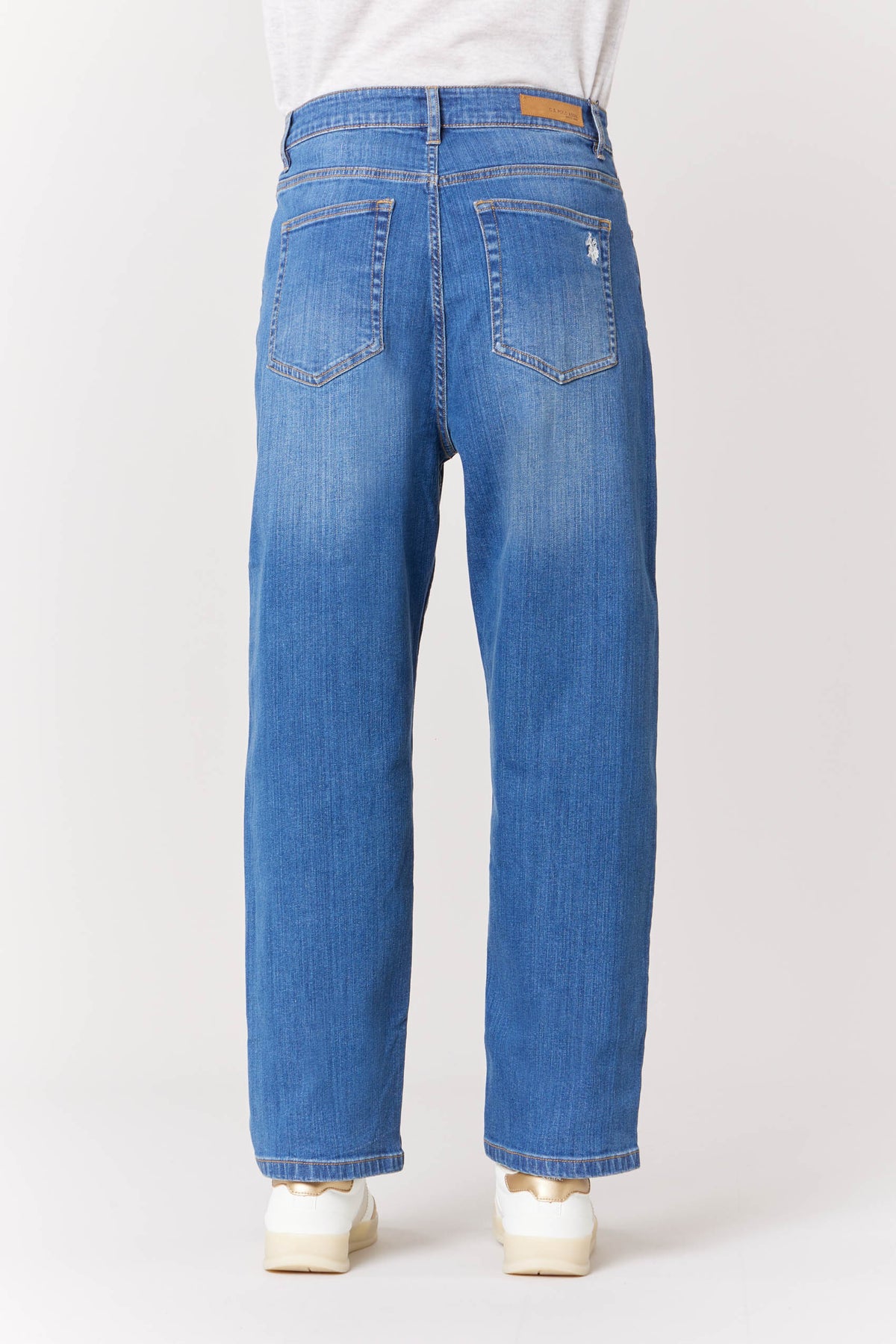 Pantalone denim cinque tasche mom fit
