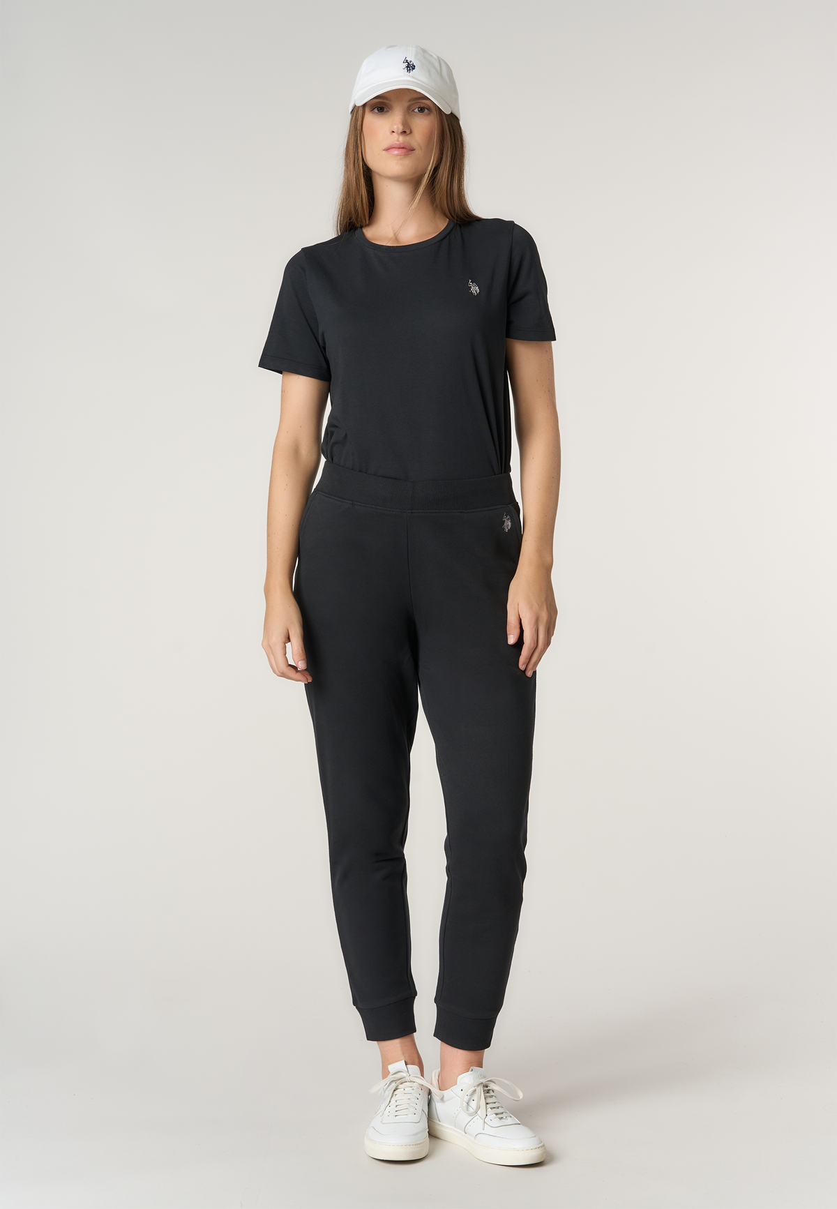 T-shirt donna in misto cotone con logo Double Horsemen