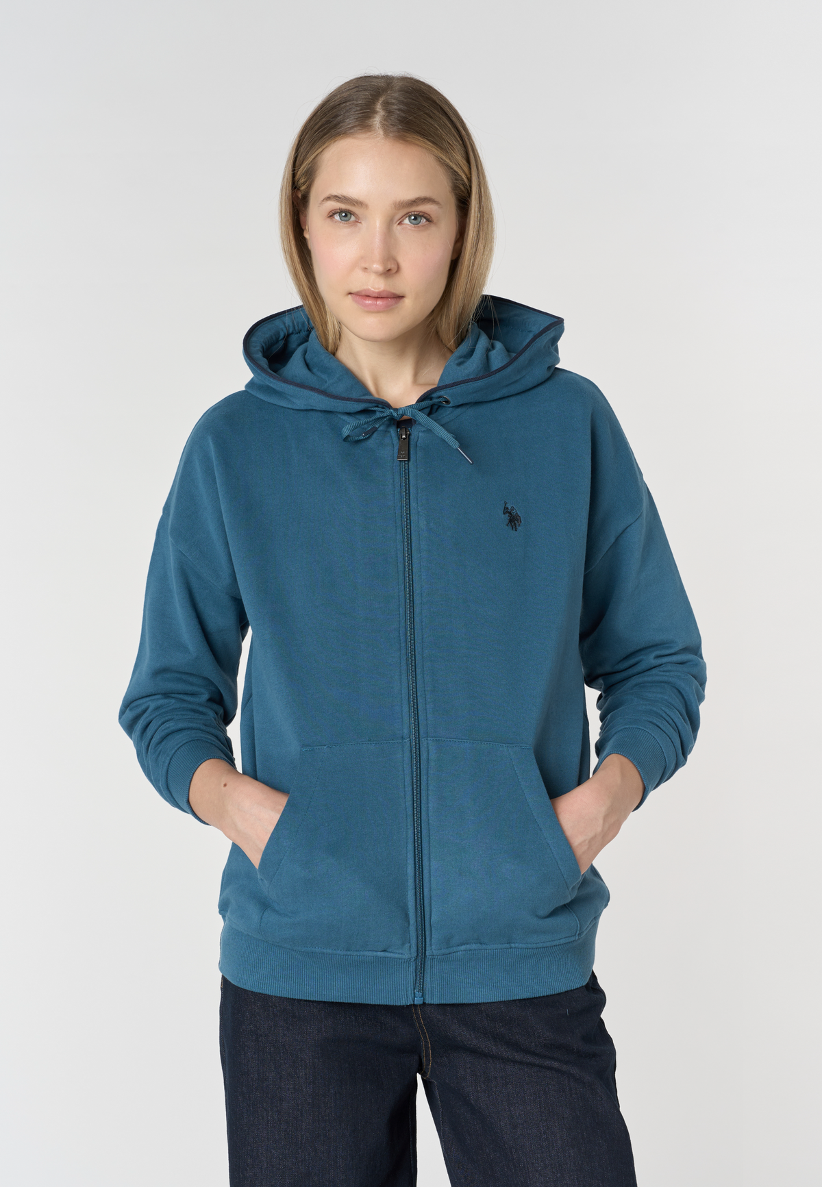 Felpa con cappuccio e chiusura full zip