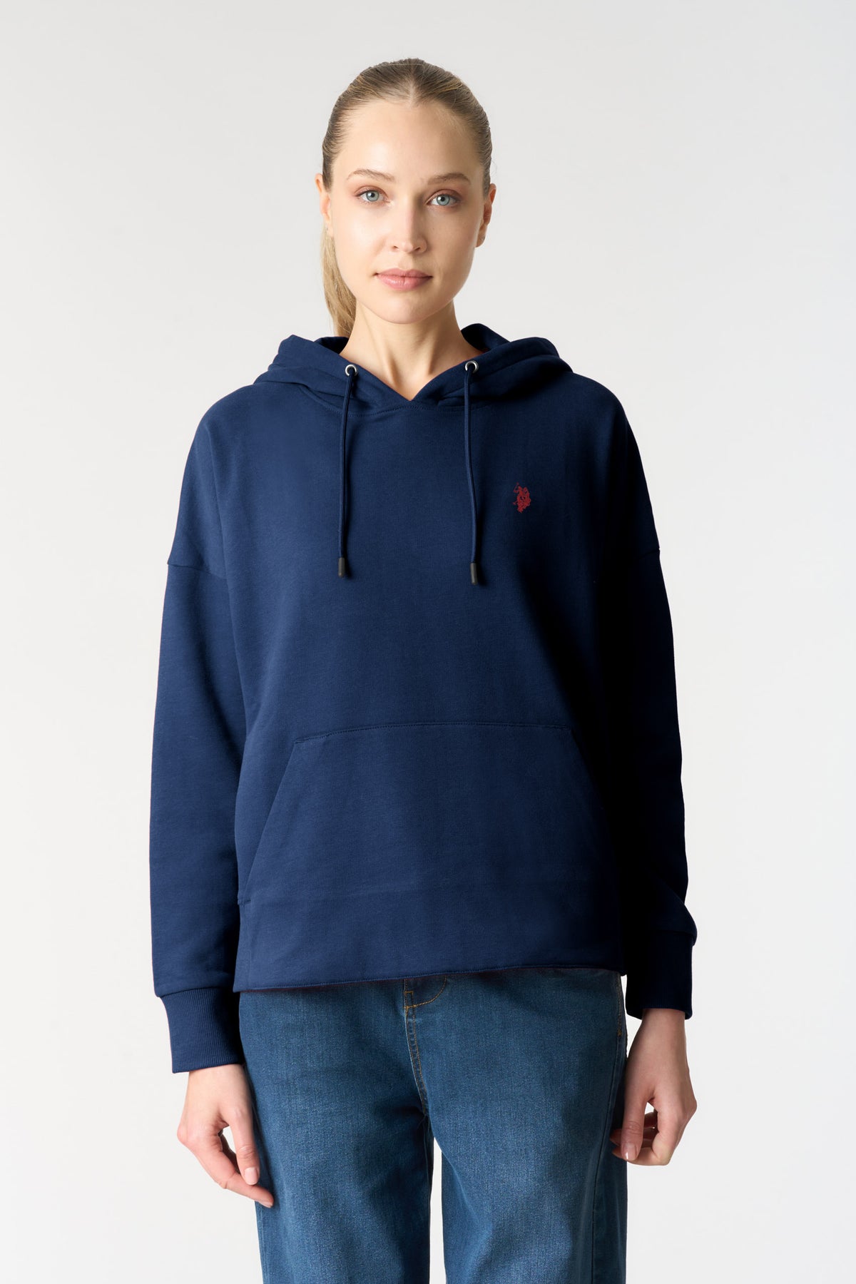 Felpa con cappuccio e coulisse in misto cotone spazzolato