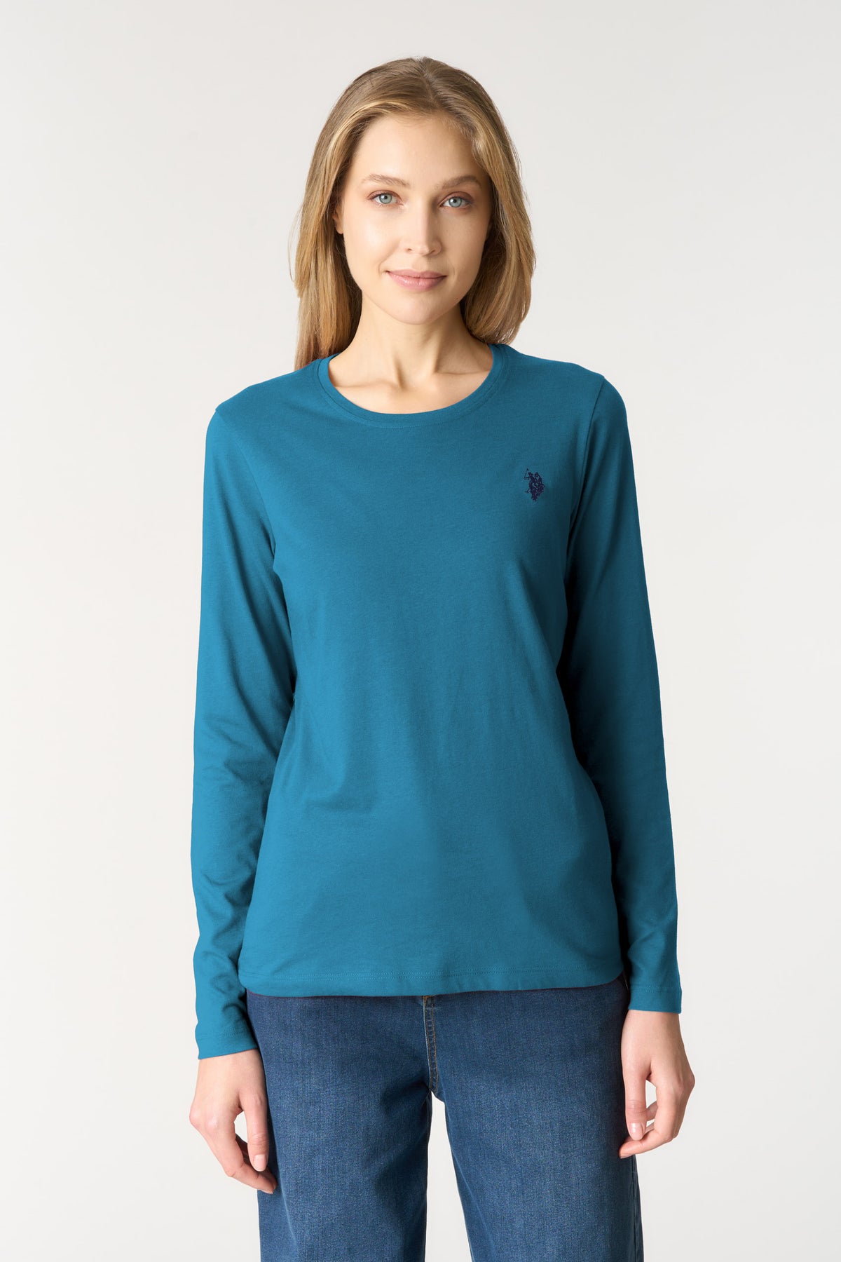 T-shirt girocollo a maniche lunghe