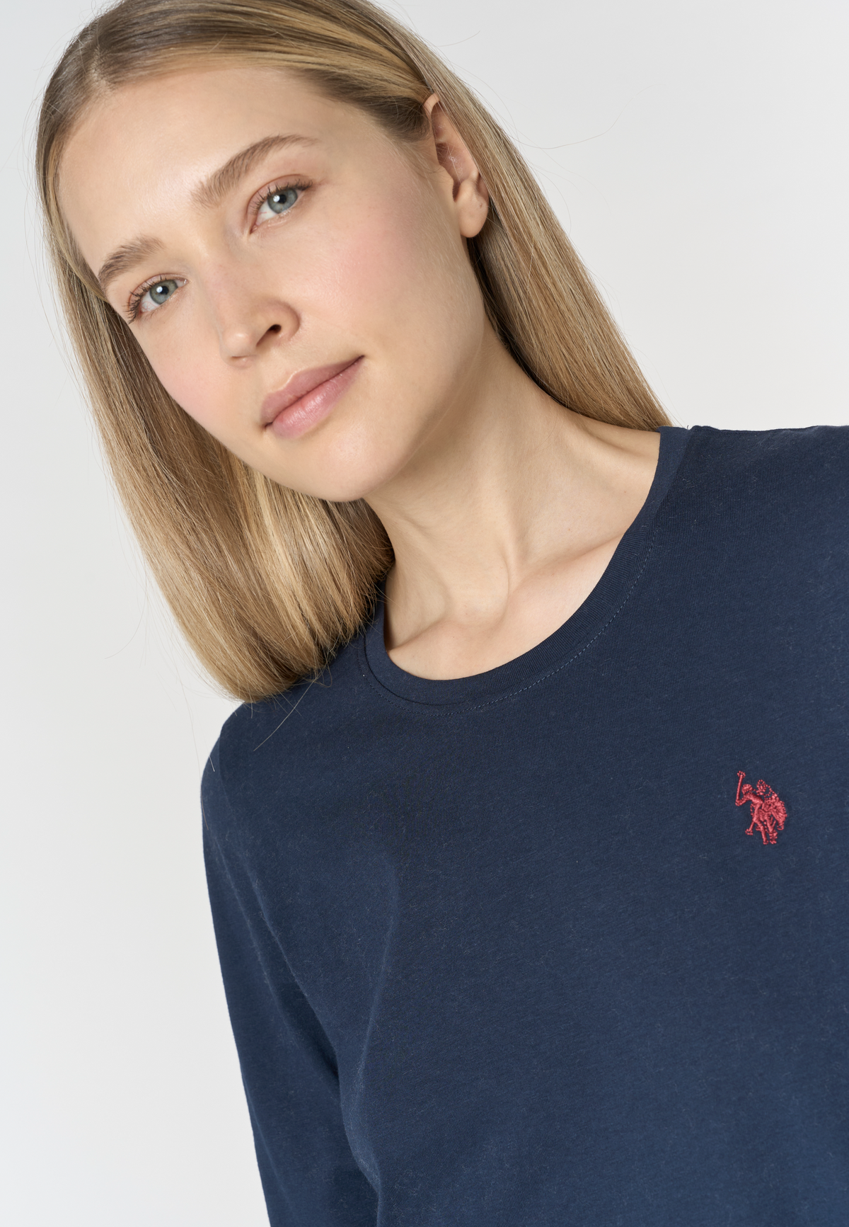 T-shirt girocollo da donna a maniche lunghe
