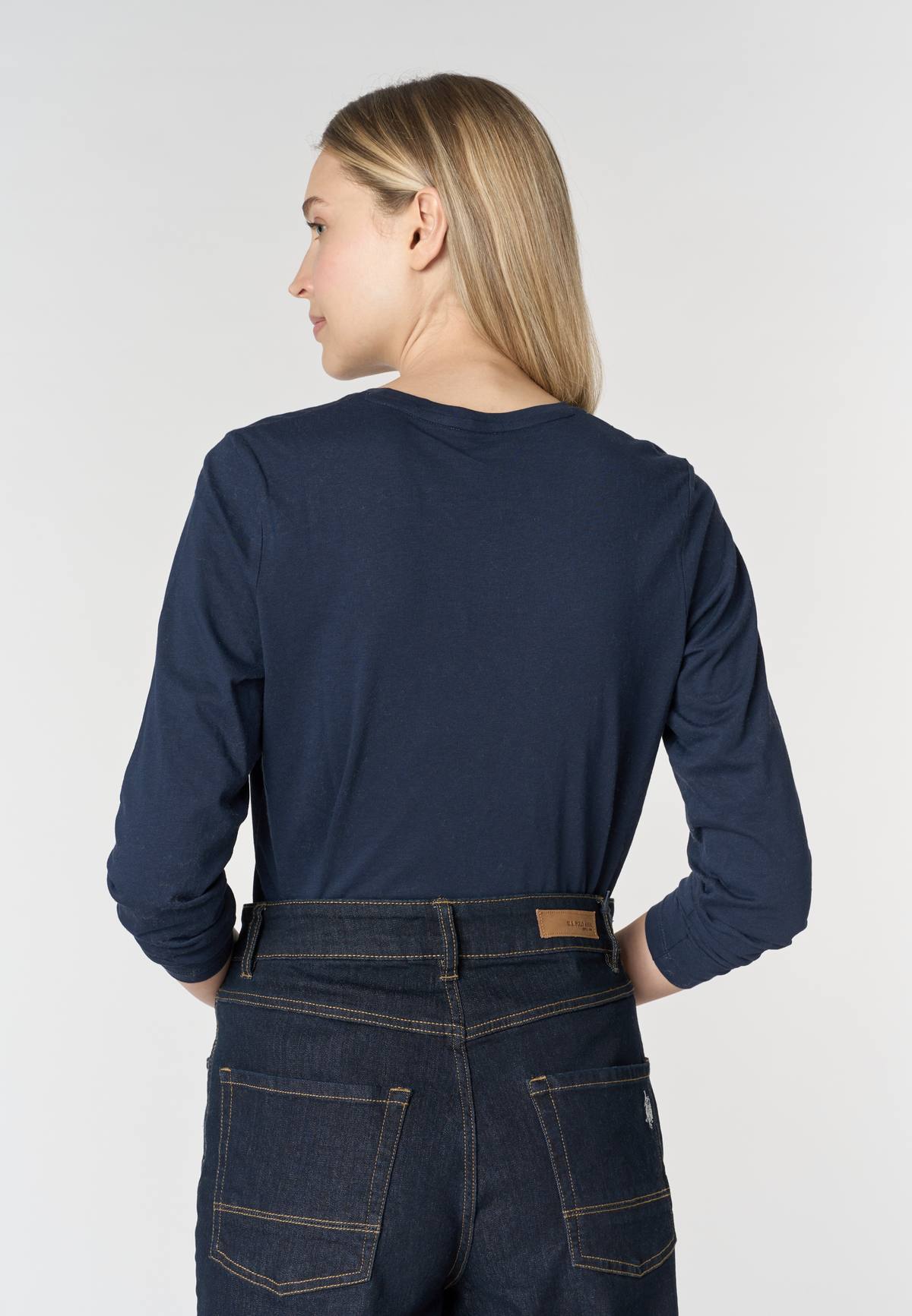 T-shirt girocollo da donna a maniche lunghe