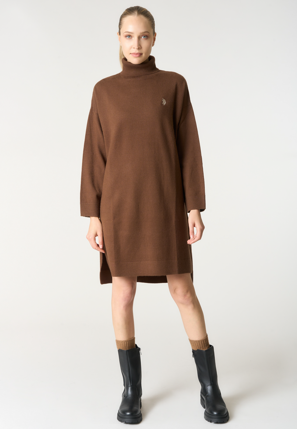 Abito dolcevita donna con logo Double Horsemen