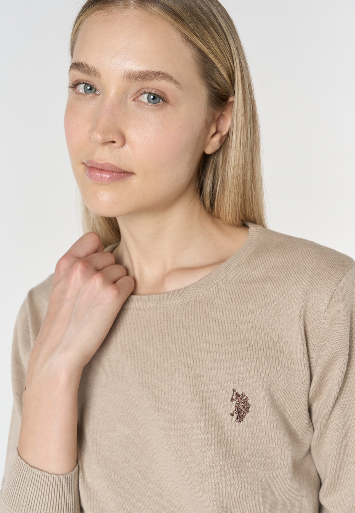 Maglia girocollo in misto cotone e cashmere