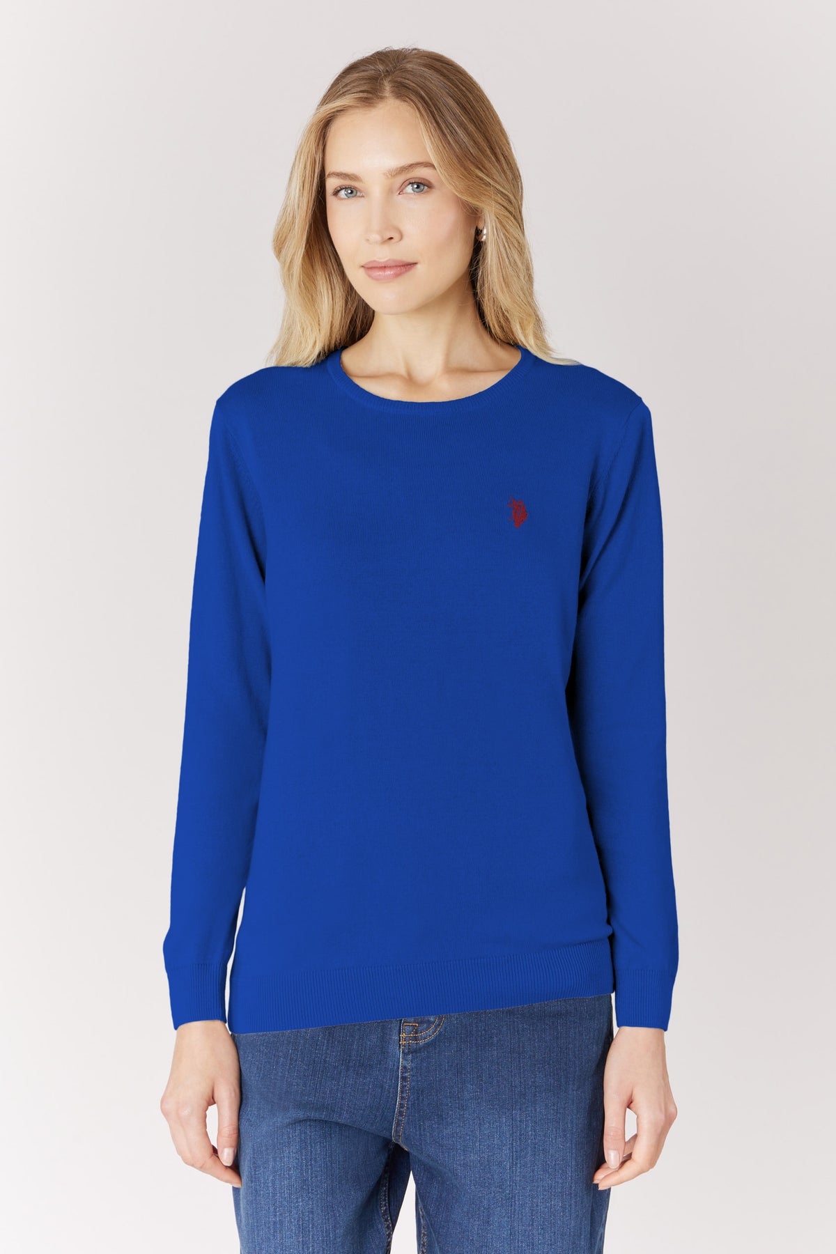 Maglia girocollo in misto cotone e cashmere