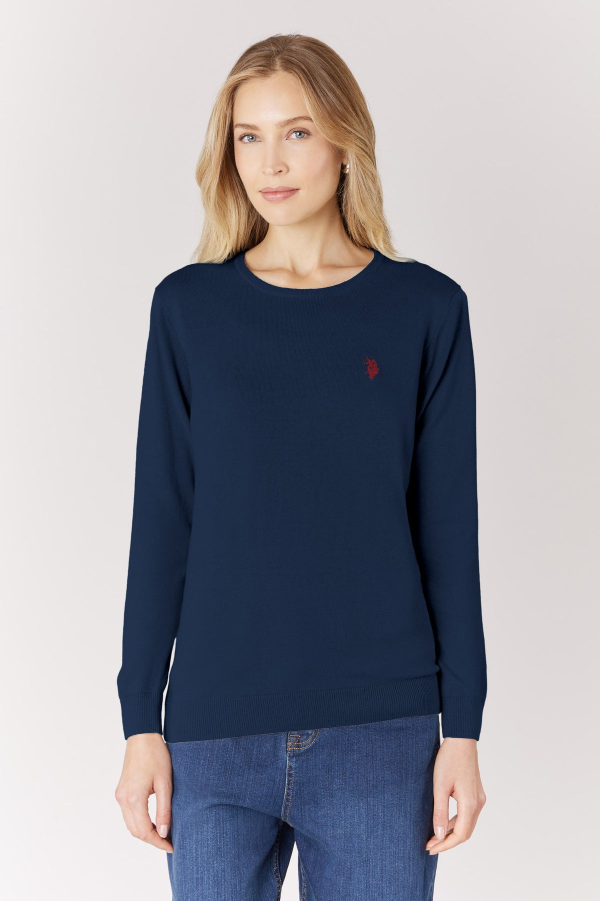 Maglia girocollo in misto cotone e cashmere