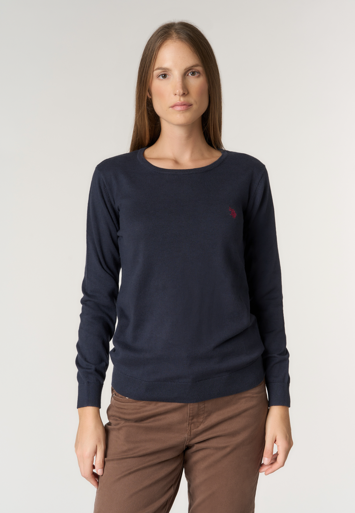 Maglia girocollo in misto cotone e cashmere